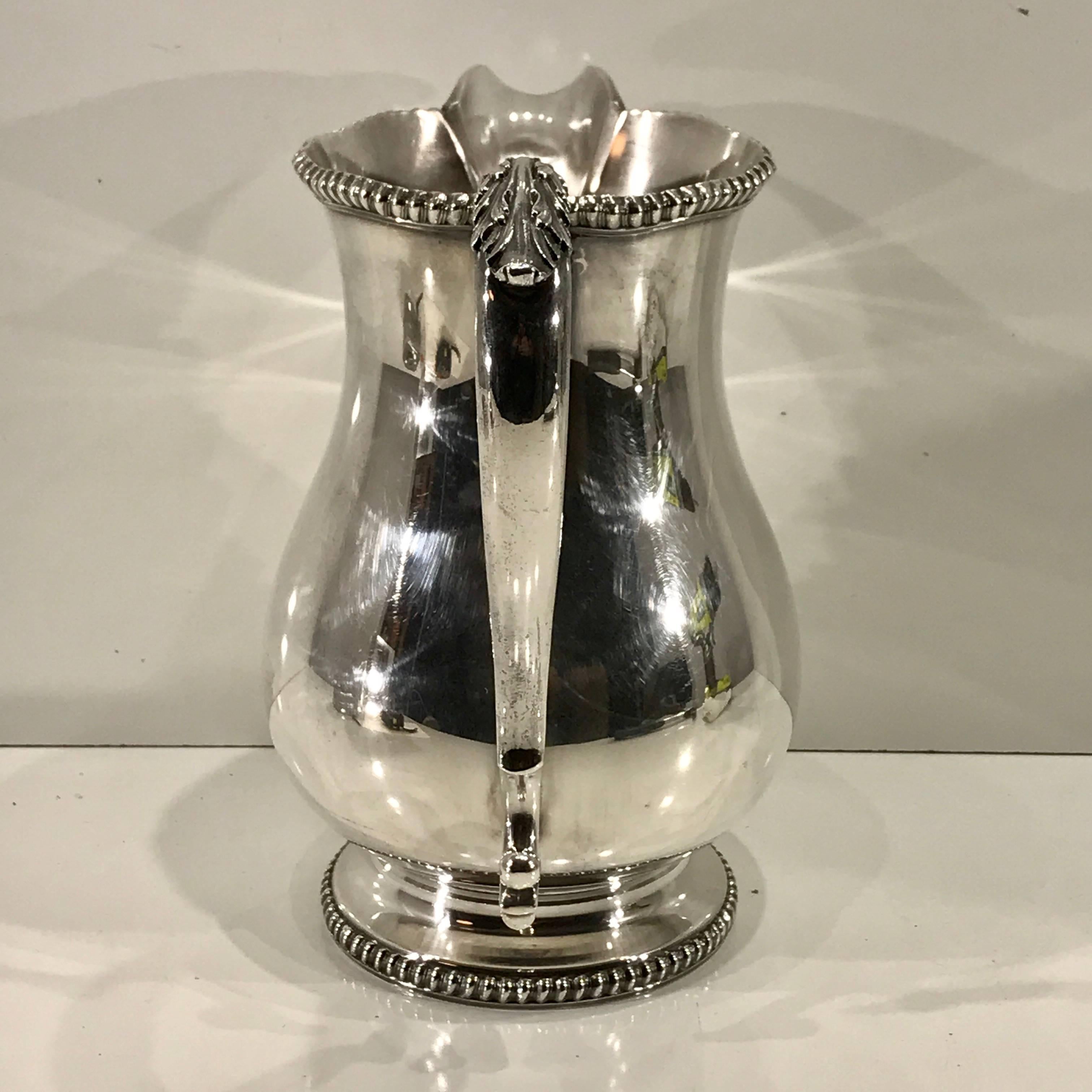 American Substantial Georgian Style Silver Plated Water Pitcher