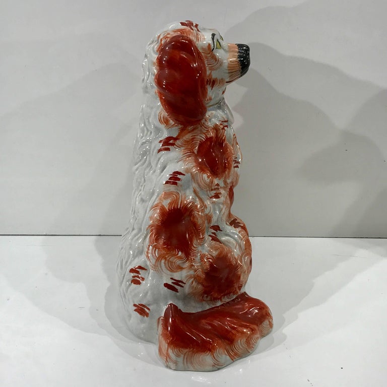 Great Pair of Chunky Staffordshire Seated Spaniels at 1stDibs