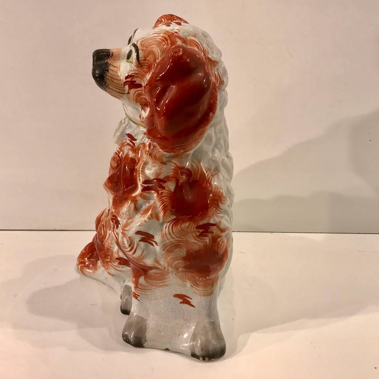 Great Pair of Chunky Staffordshire Seated Spaniels at 1stDibs
