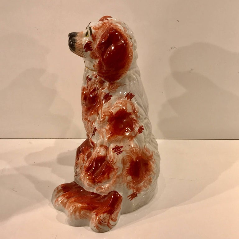 Great Pair of Chunky Staffordshire Seated Spaniels at 1stDibs