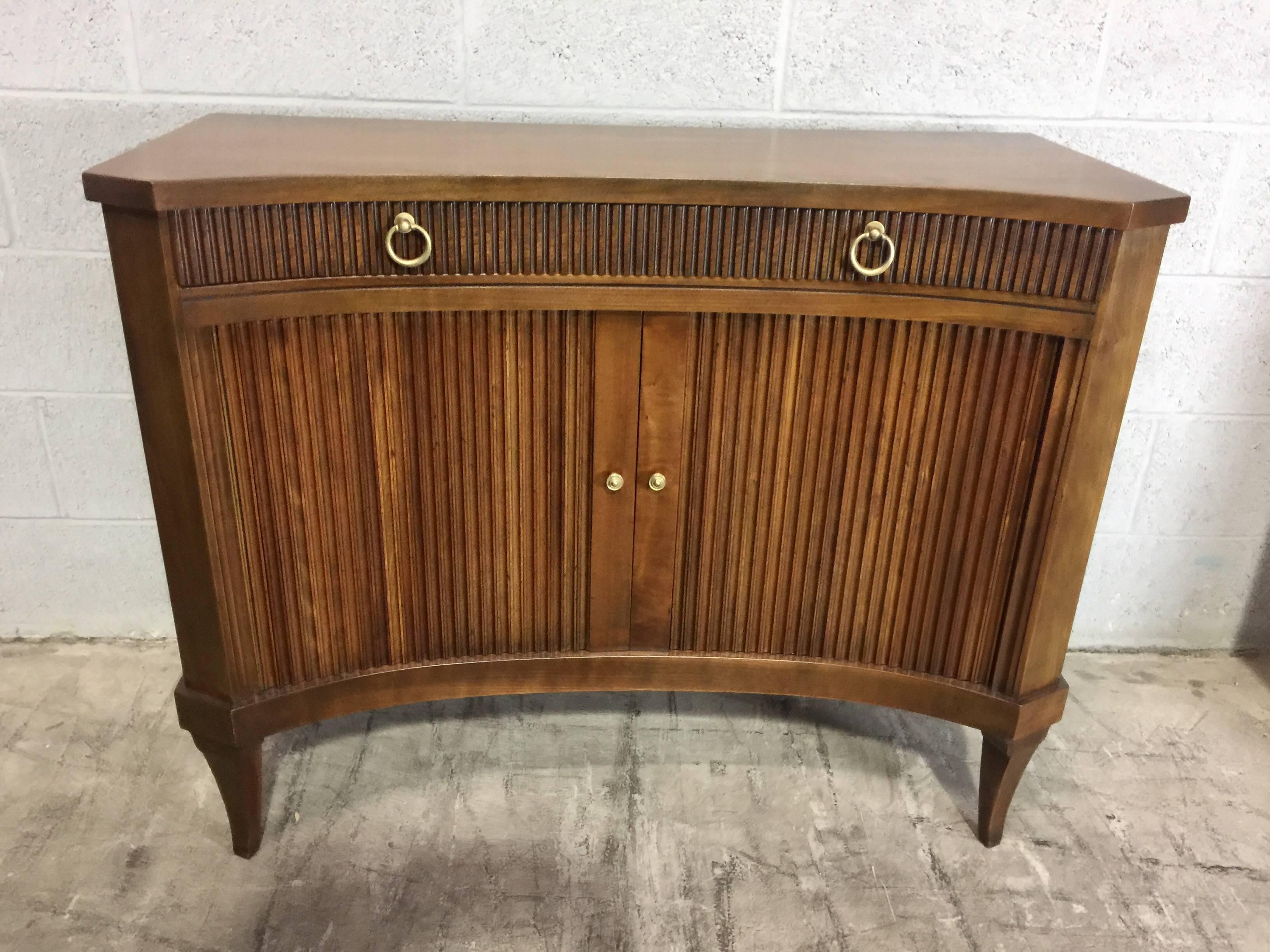 Pair of Baker Reeded Tambour Bow Front Commodes 3