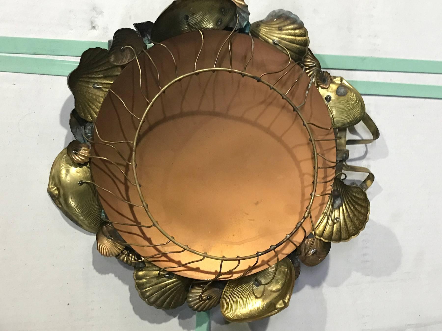 Pair of French Brass Shell Motif Convex Mirrors 3