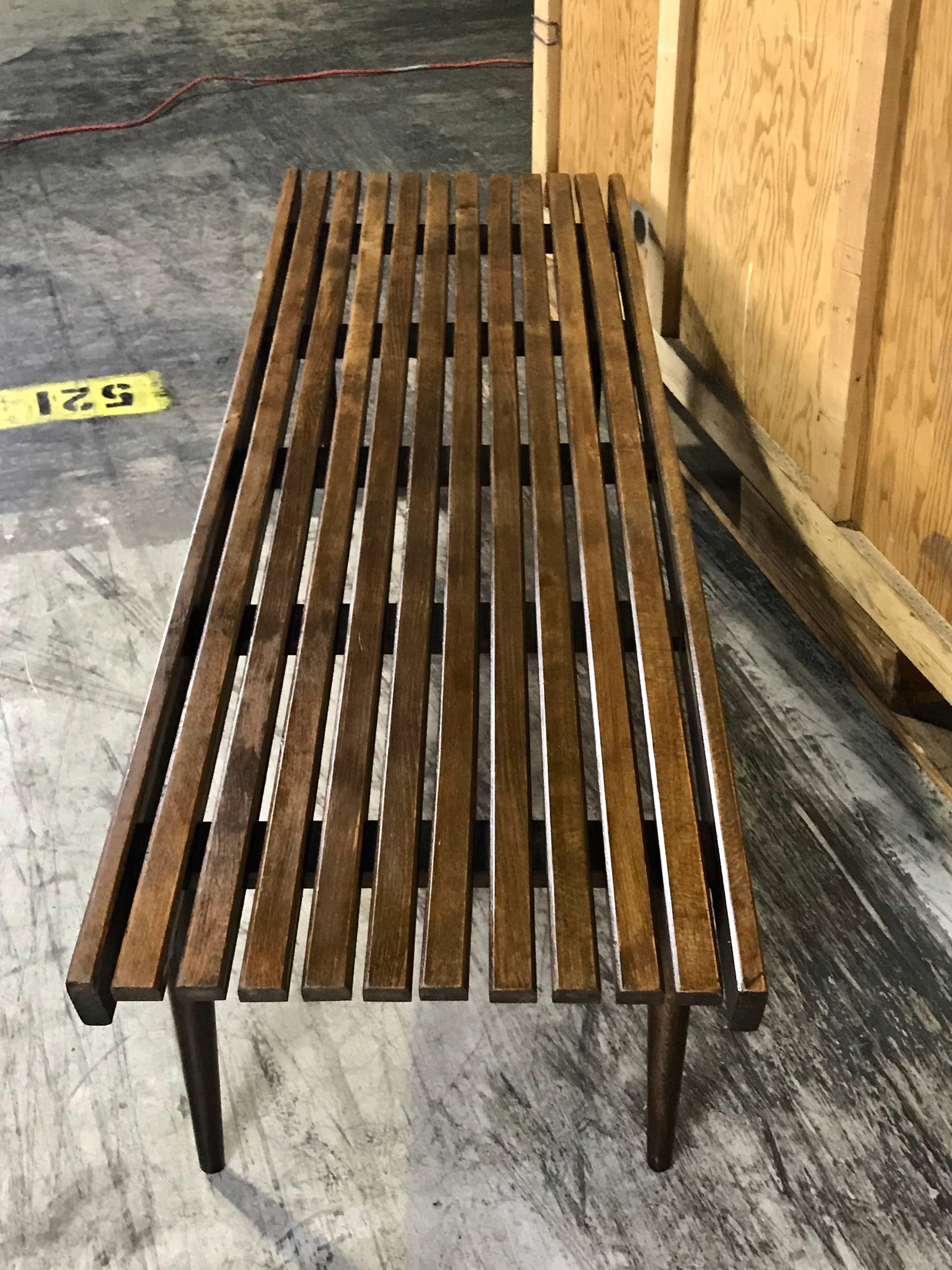 Mid-Century Modern Midcentury Teak Slat Bench or Table in the Style of George Nelson