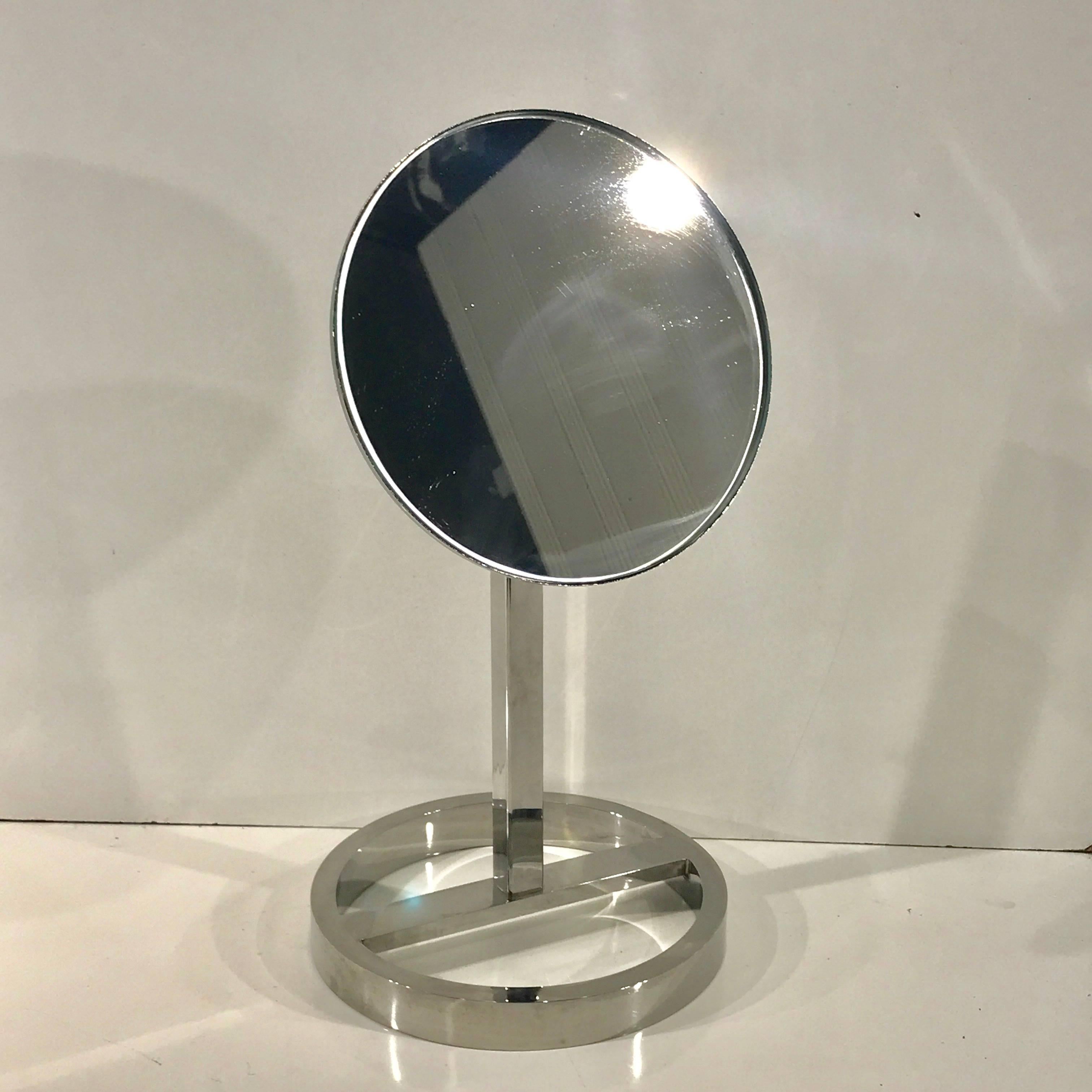 Mid-Century Modern Midcentury Chrome Vanity Mirror in the Style of Milo Baughman