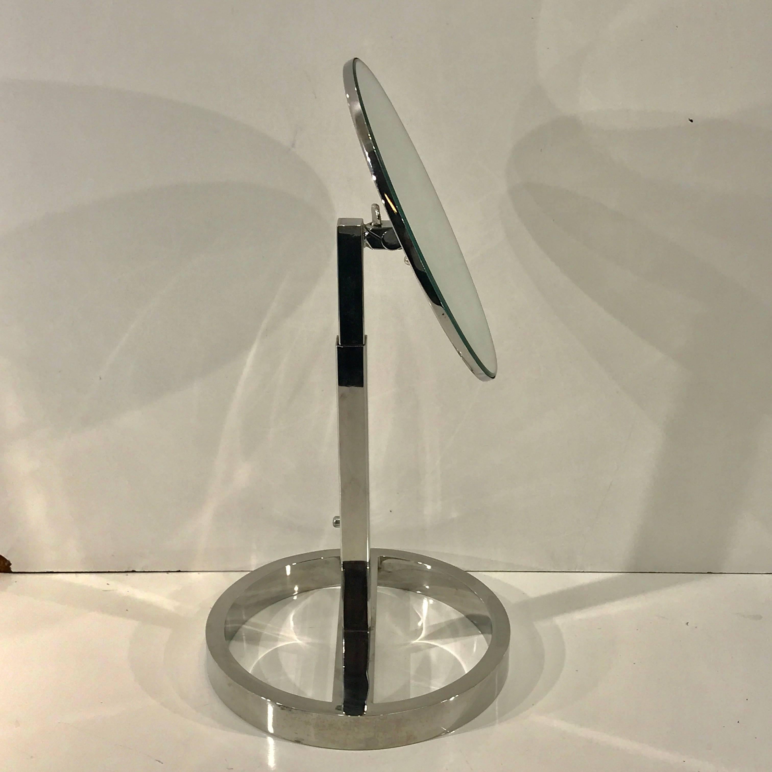 Midcentury Chrome Vanity Mirror in the Style of Milo Baughman In Good Condition In West Palm Beach, FL