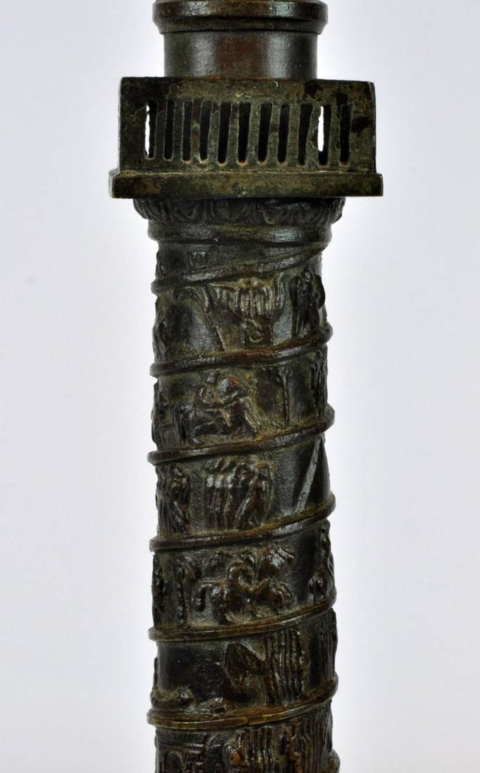 Grand Tour Patinated Bronze Model of the Vendôme Column In Good Condition In West Palm Beach, FL