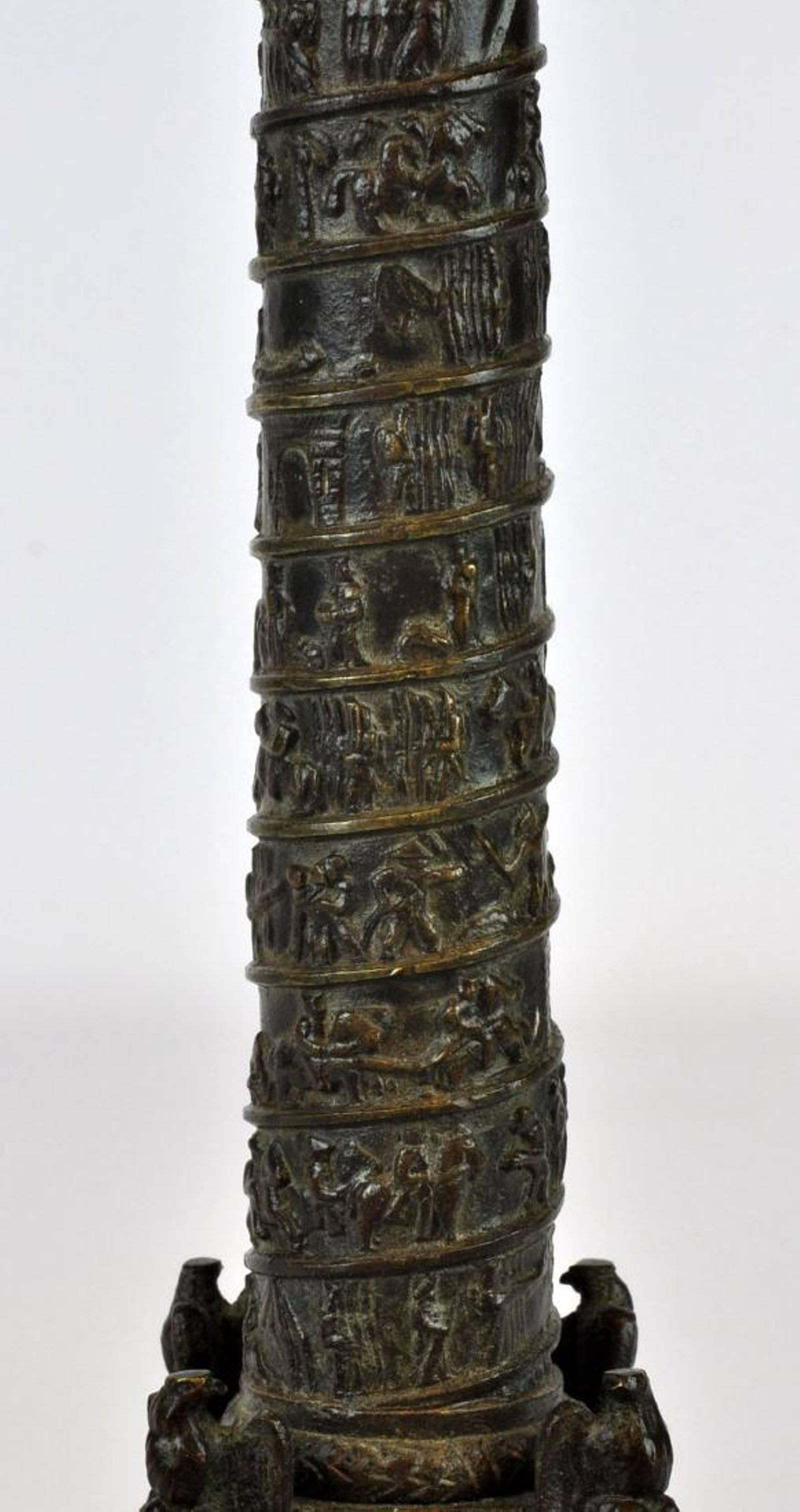 19th Century Grand Tour Patinated Bronze Model of the Vendôme Column