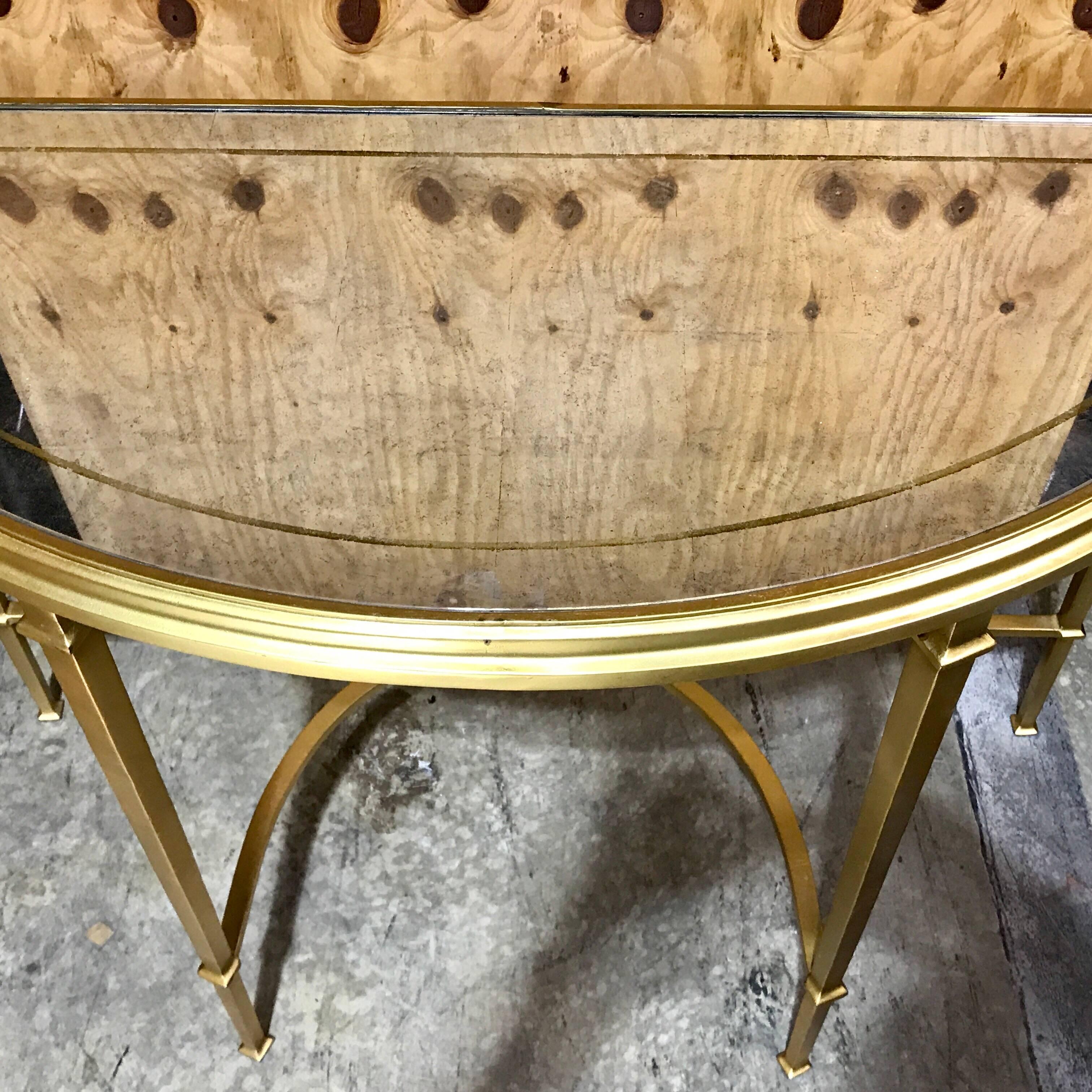 Modern Gilt Bronze and Eglomise Mirrored Console Table 1