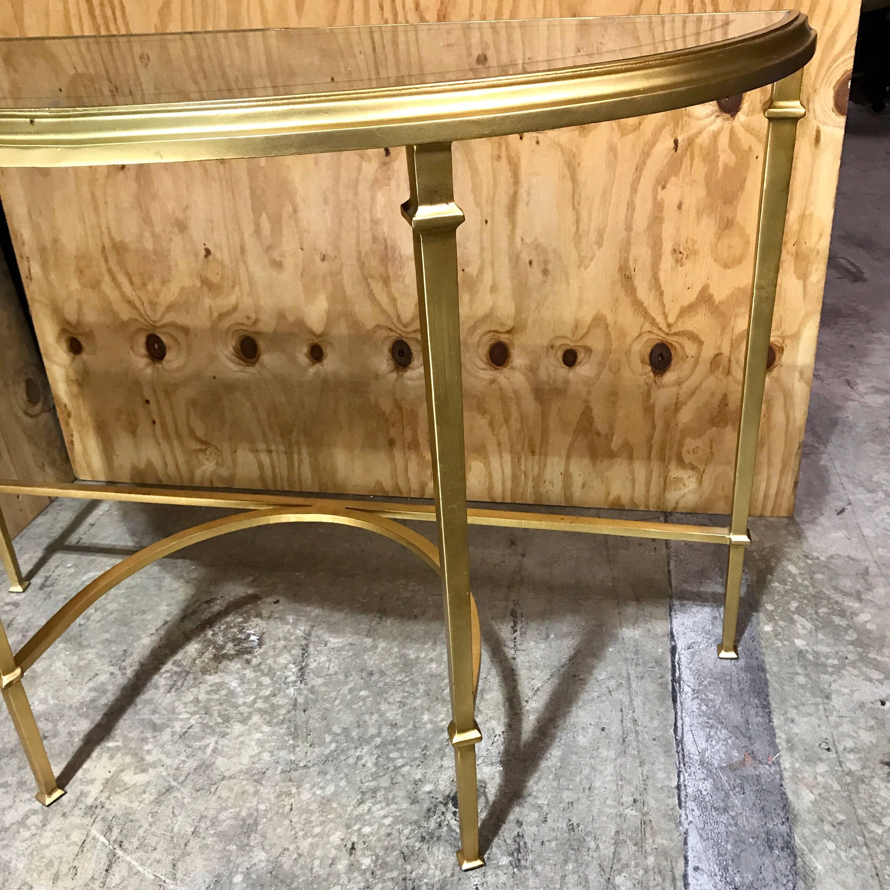 Modern Gilt Bronze and Eglomise Mirrored Console Table 2