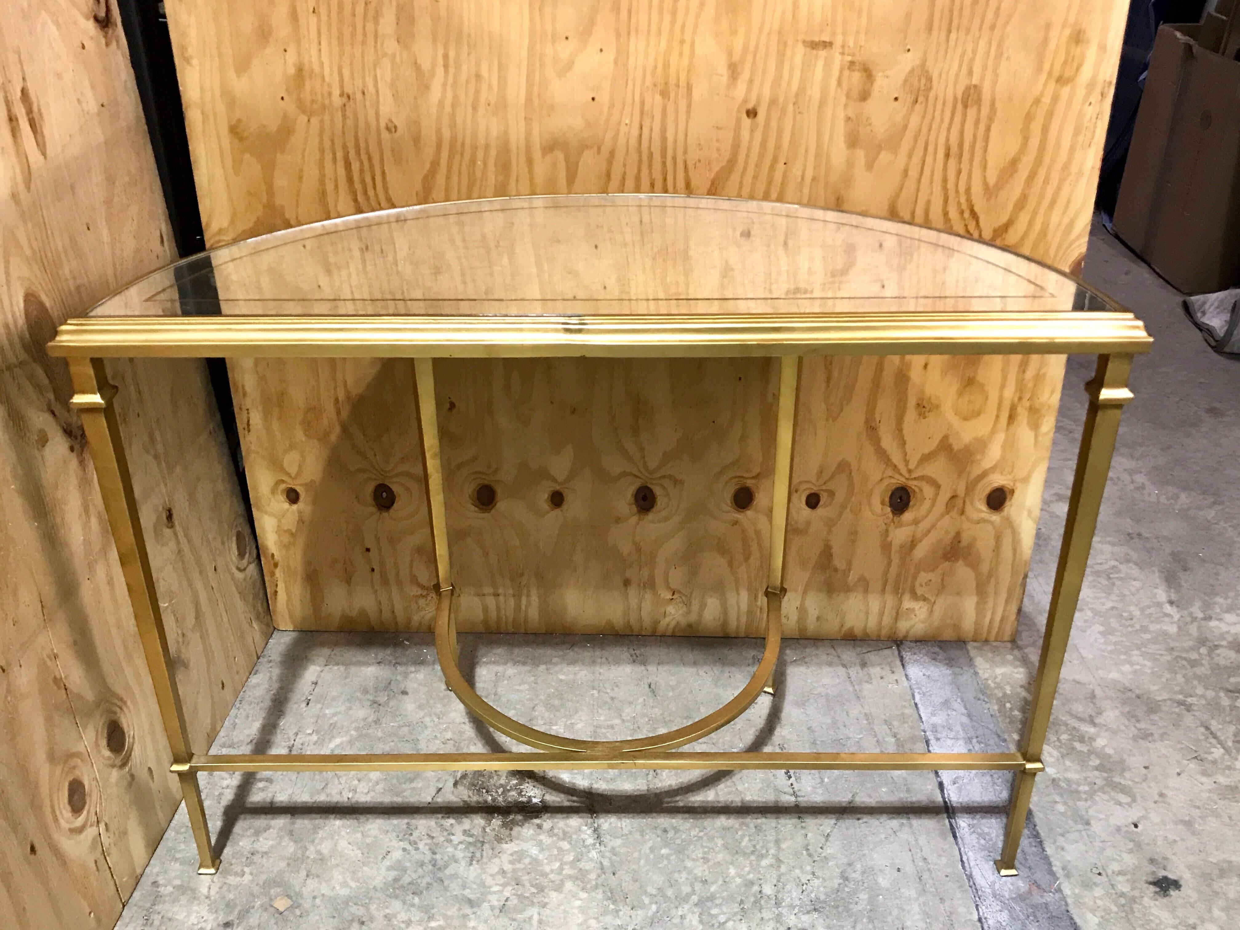 Modern Gilt Bronze and Eglomise Mirrored Console Table 3