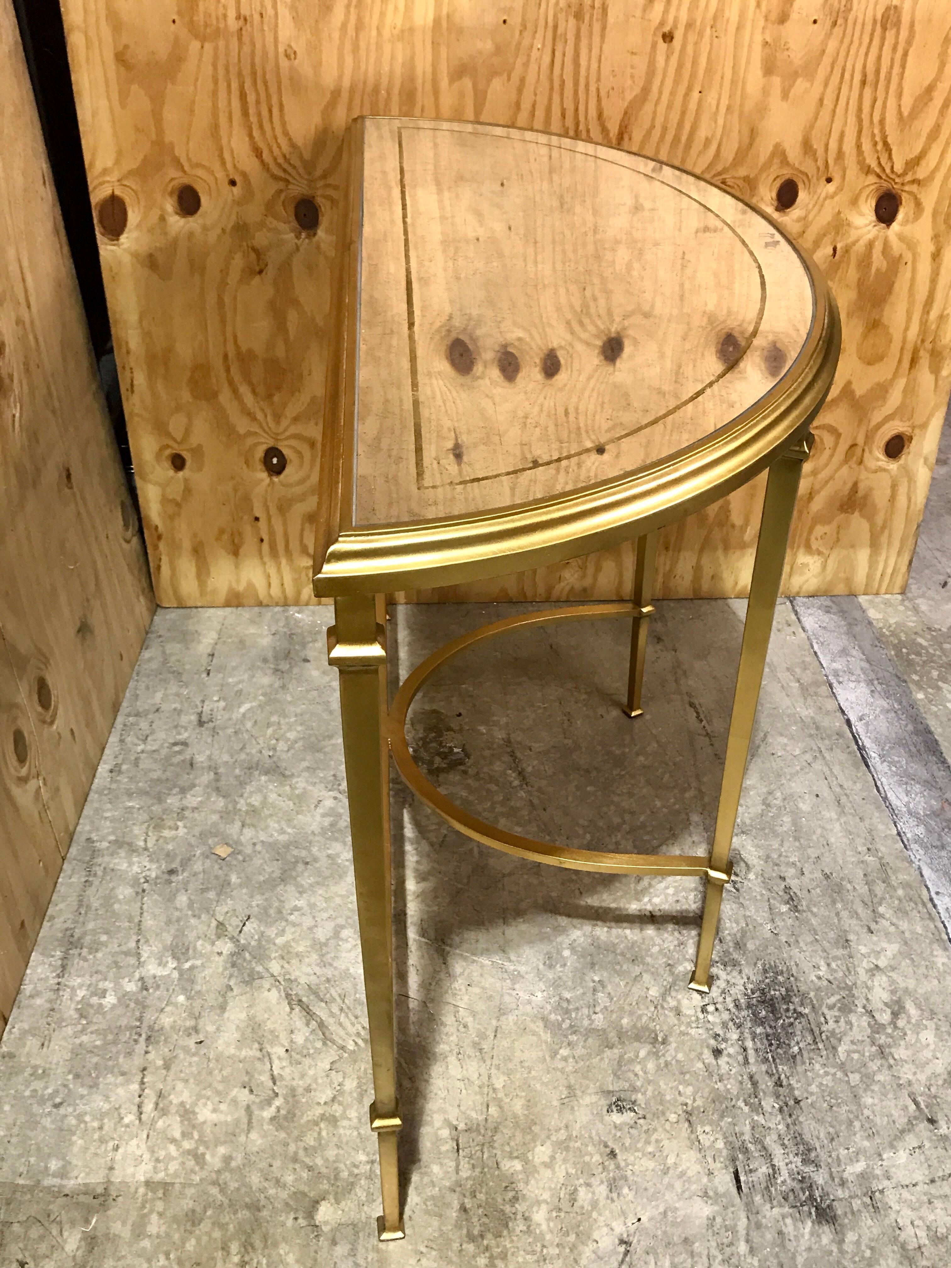 Modern Gilt Bronze and Eglomise Mirrored Console Table 4