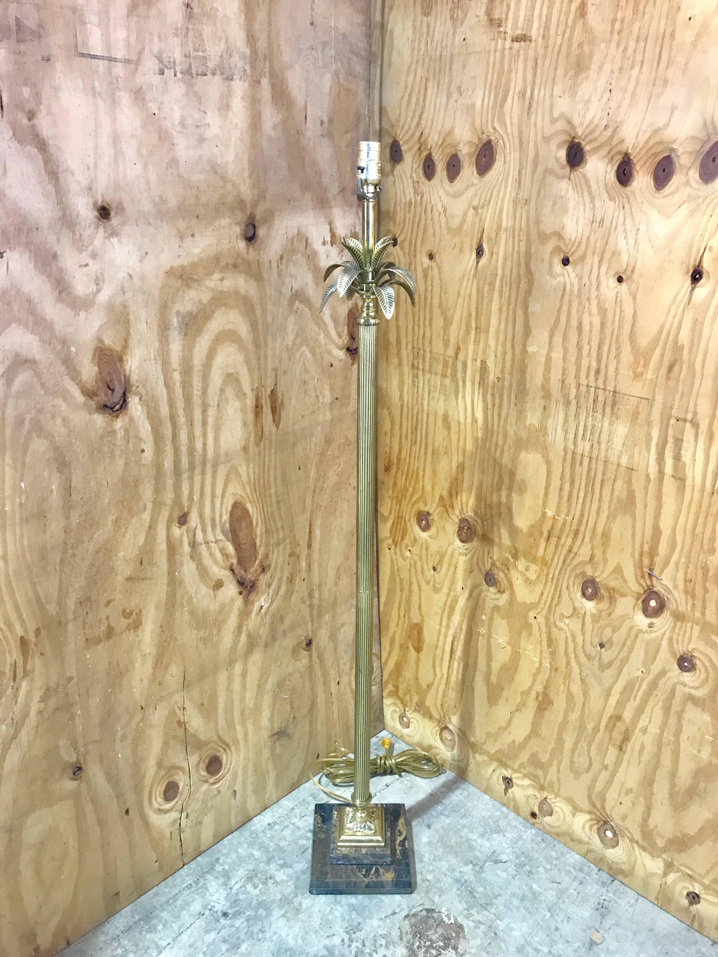 Midcentury brass palm tree floor lamp, with 8