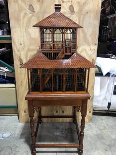 Carved Mahogany Grand Antebellum Style Bird House on Stand
