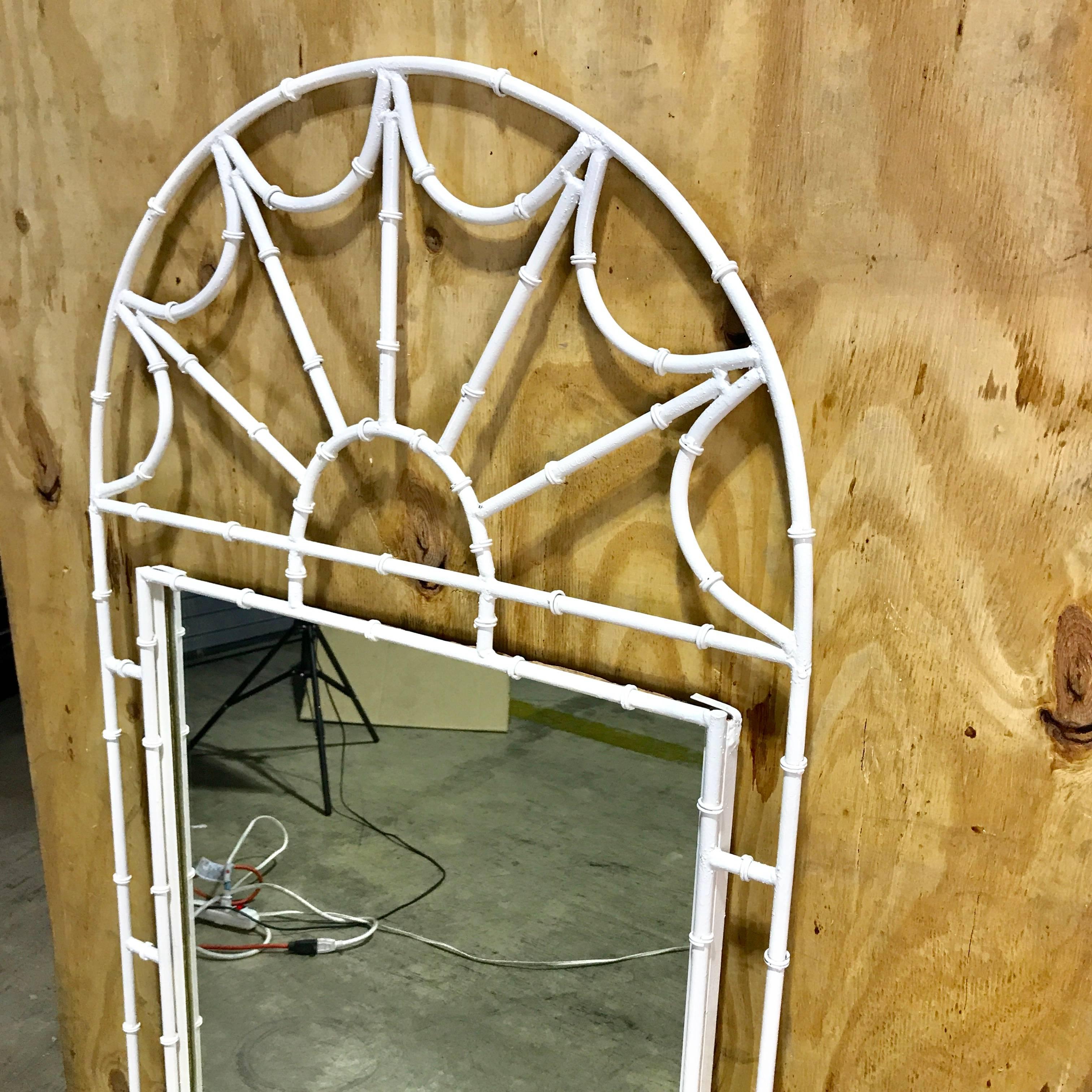 white faux bamboo mirror