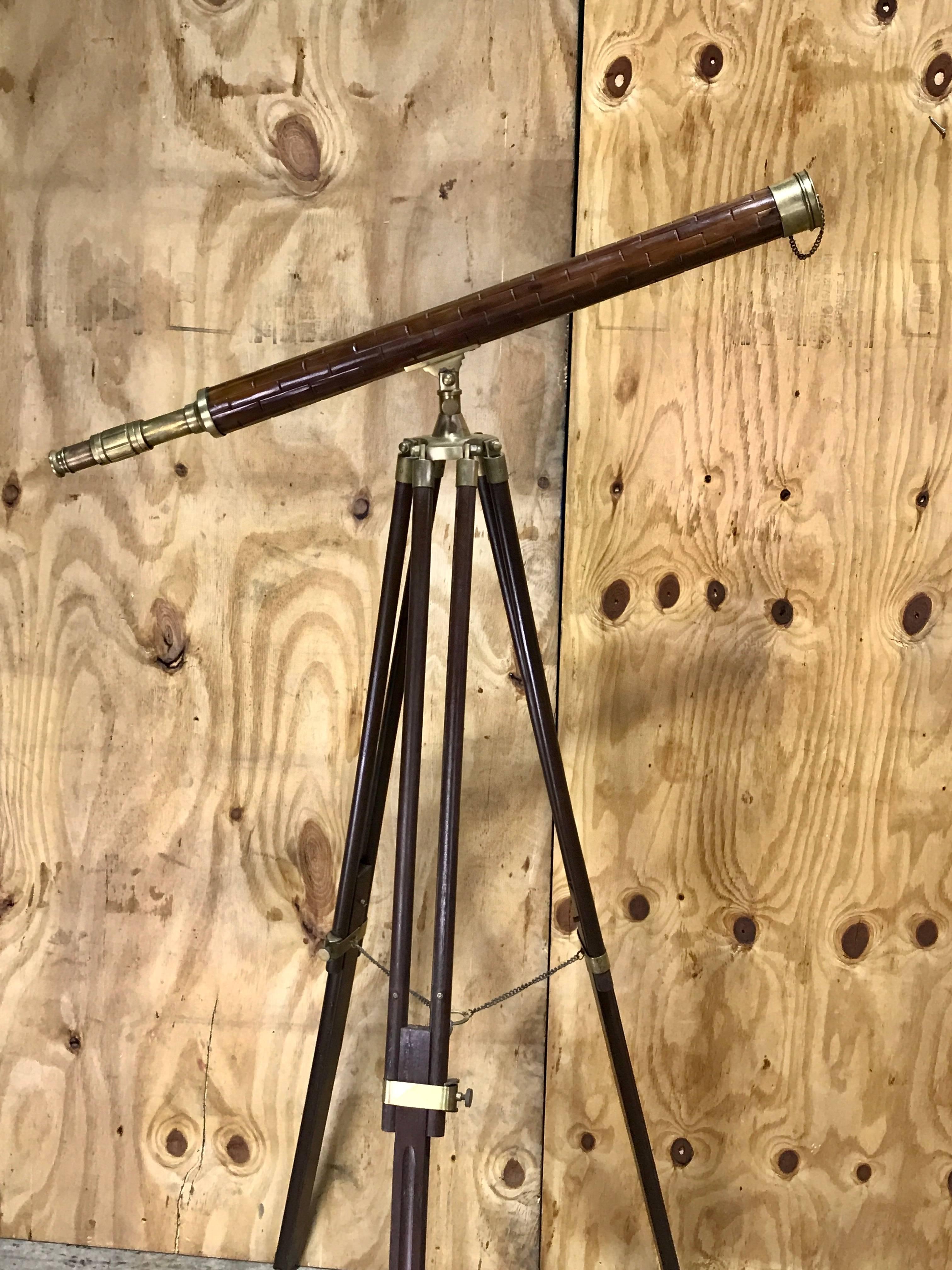Brass & Bamboo Telescope & Stand, Working 2