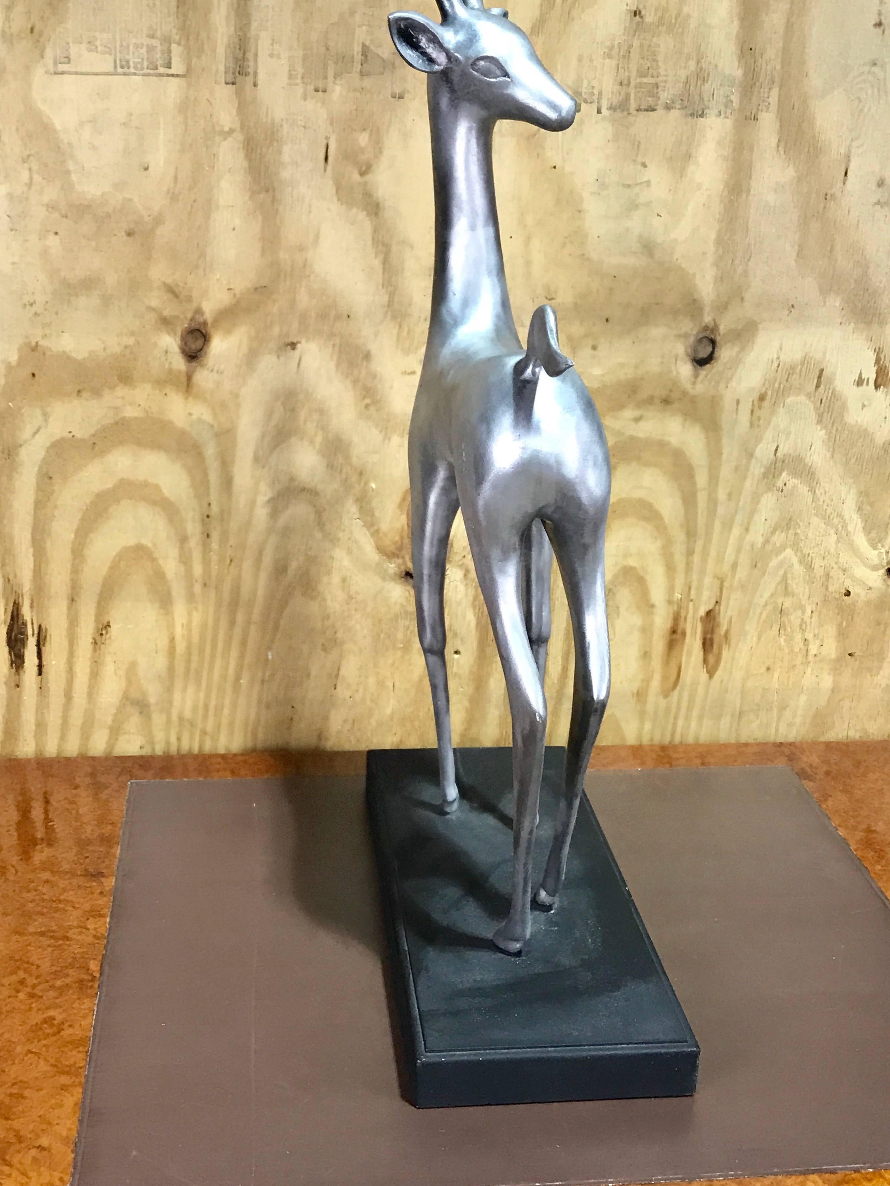 Large French Modern Sculpture of an Impala In Good Condition In West Palm Beach, FL