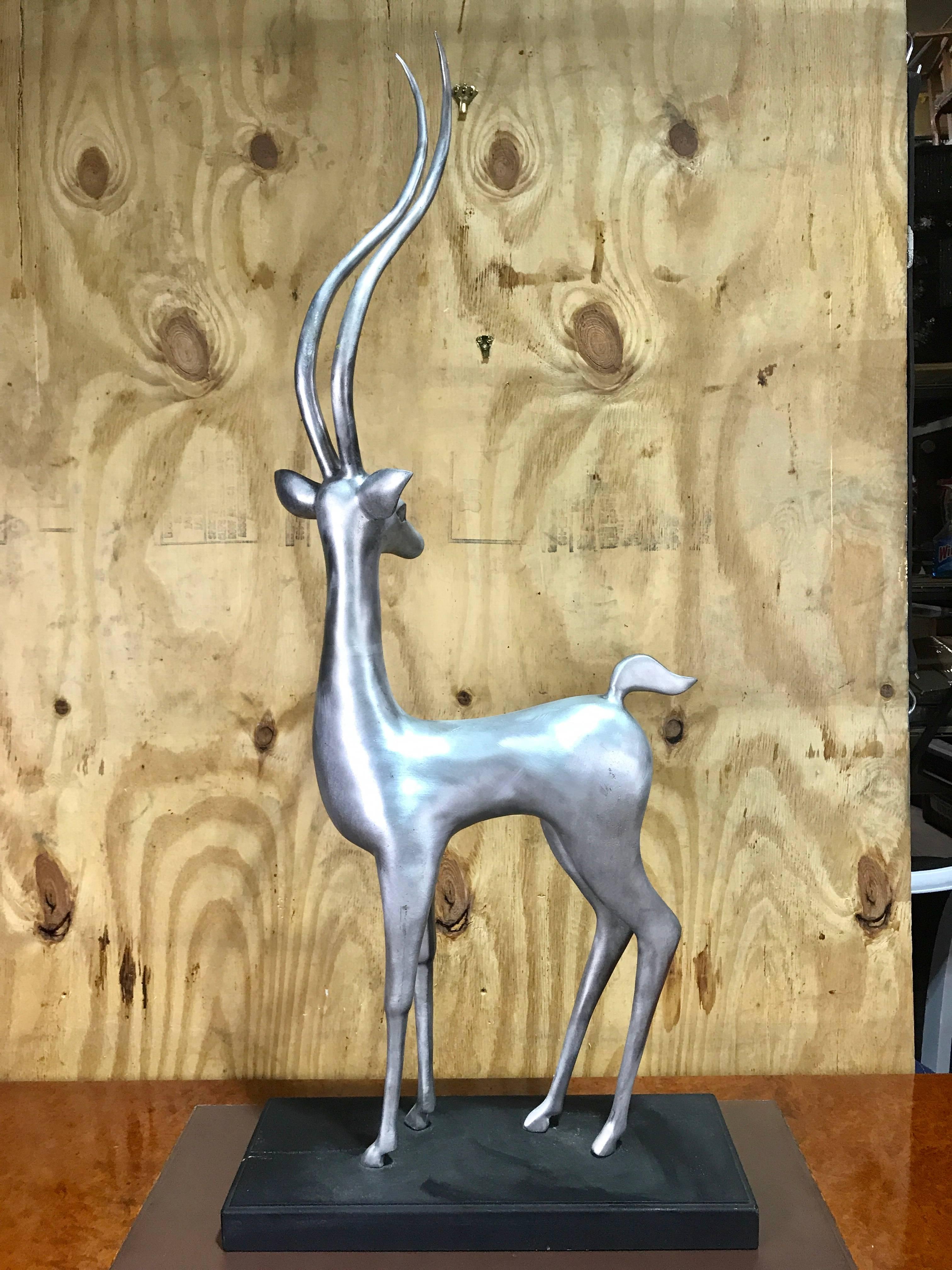 Enameled Large French Modern Sculpture of an Impala