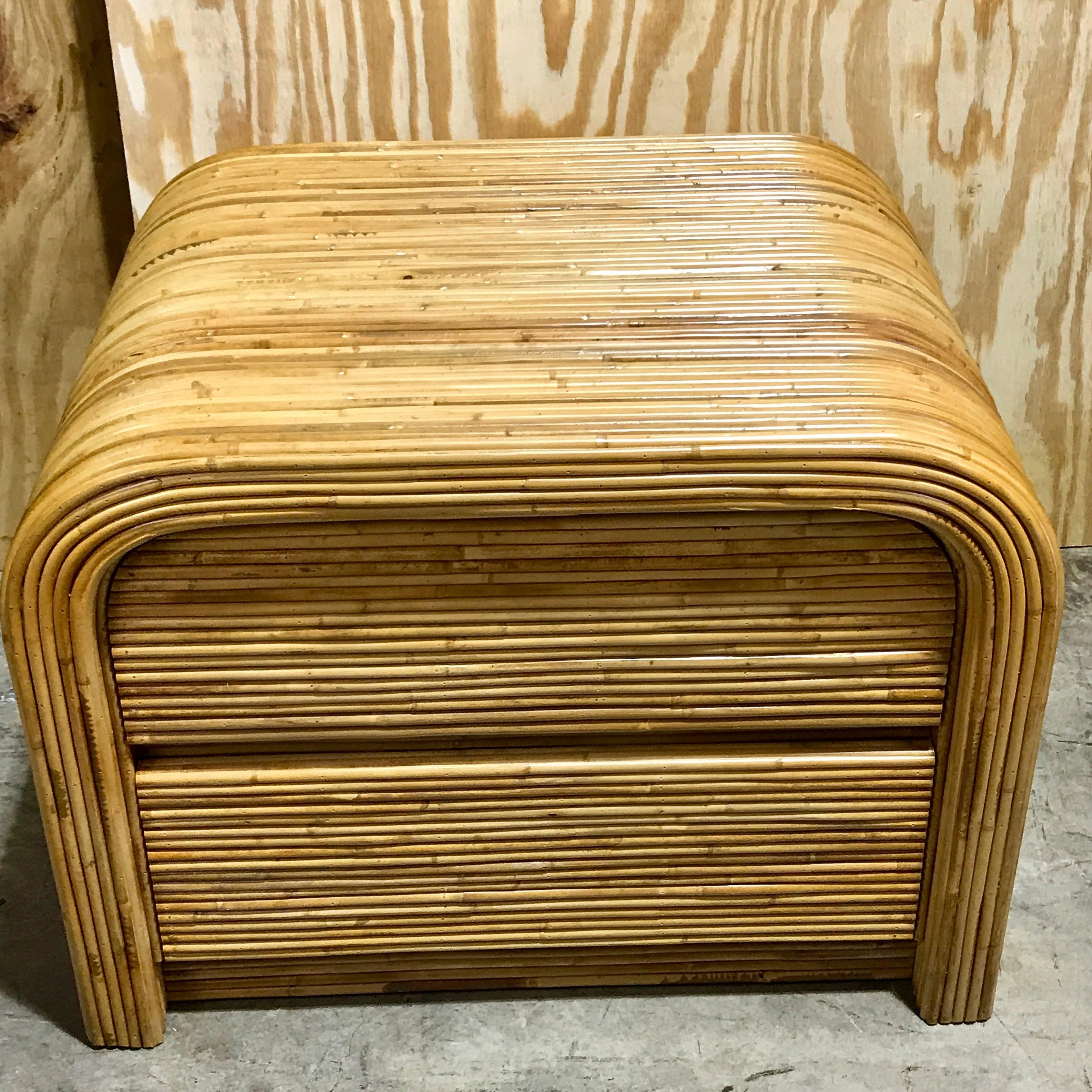 Mid-Century Modern Large Pair of Bamboo End Tables in the Manner of Gabriella Crespi