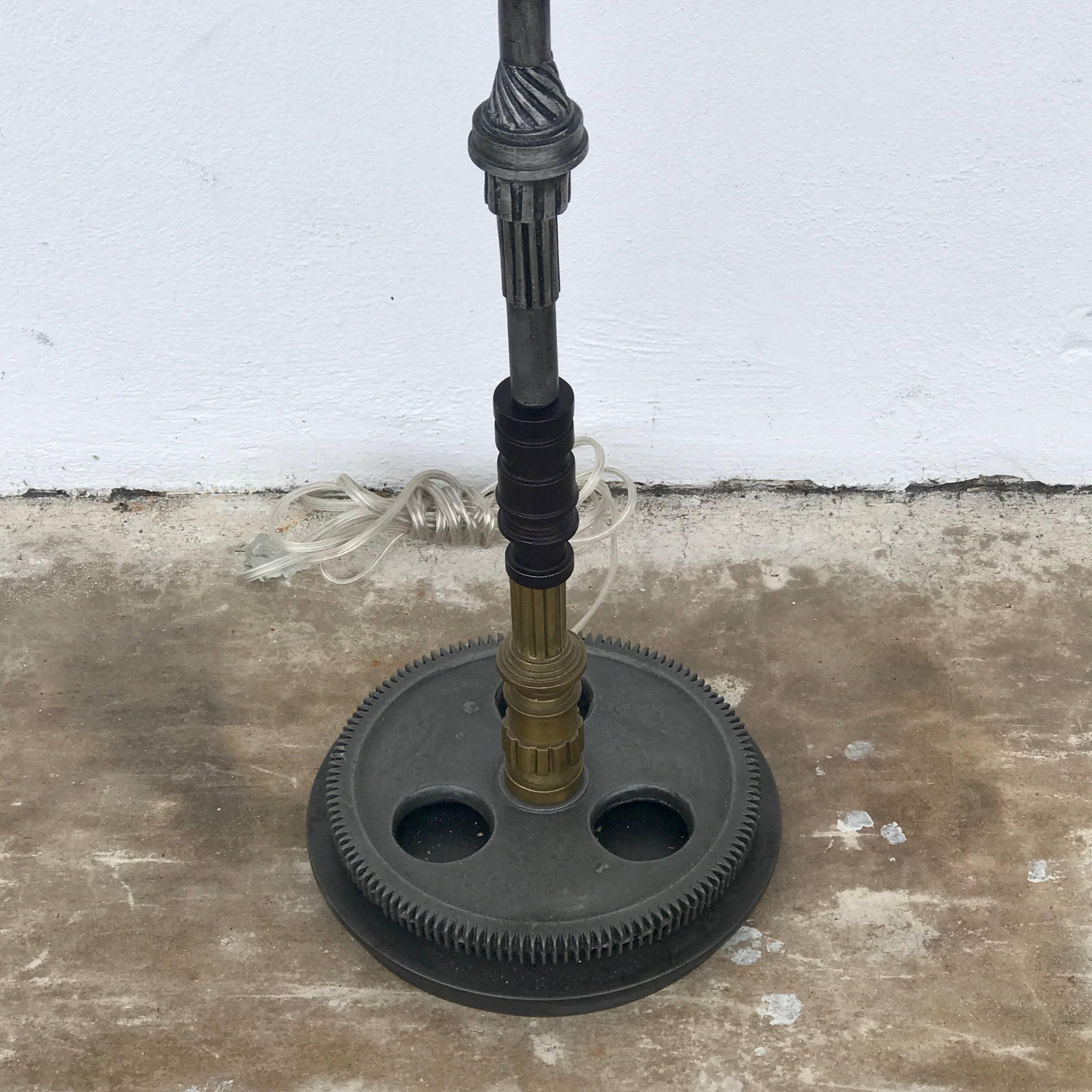 Industrial Gear Motif Floor Lamp, in the Manner of Feliciano Bejar In Excellent Condition In West Palm Beach, FL