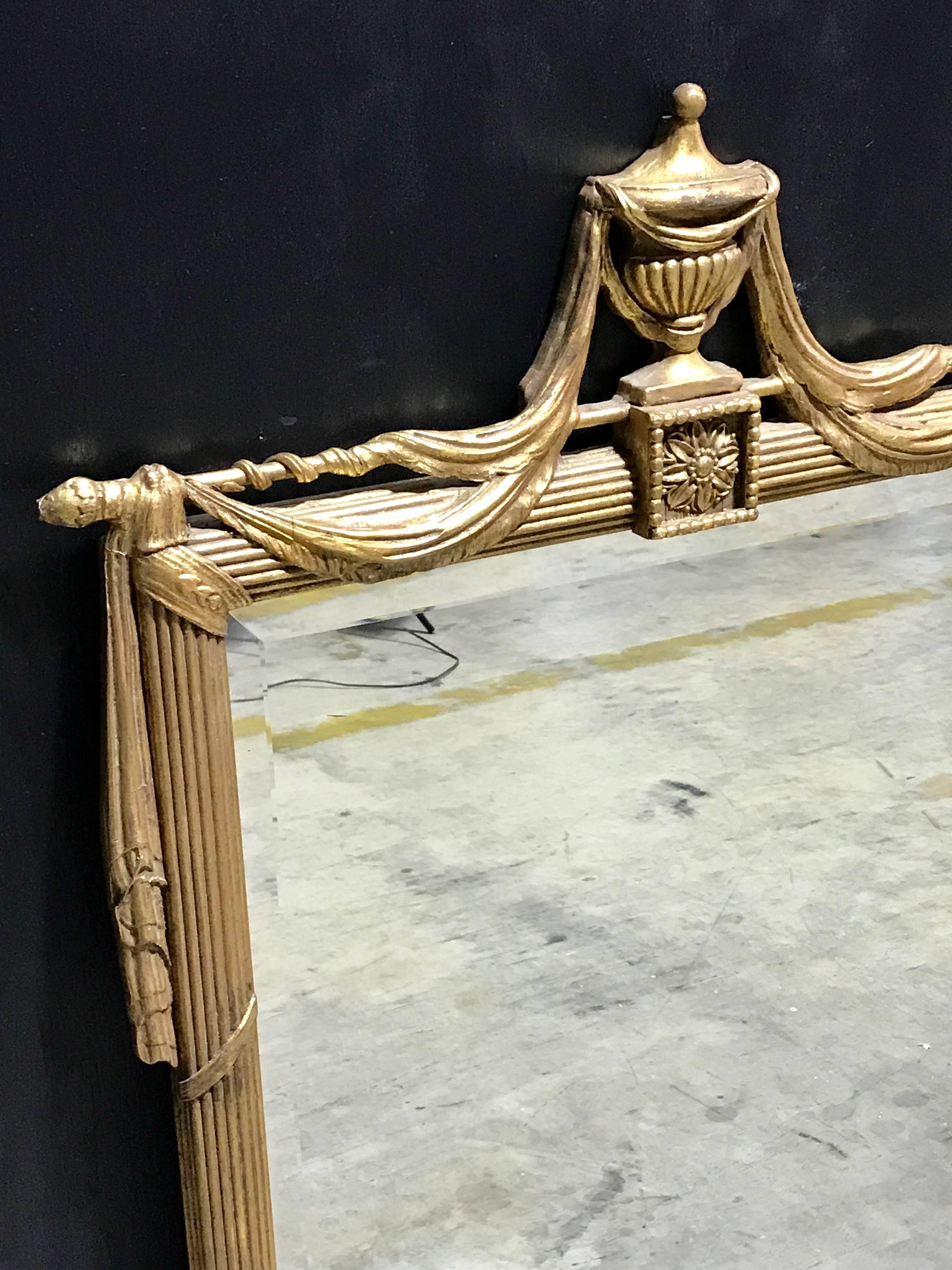 English Giltwood Neoclassical Draped Mirror