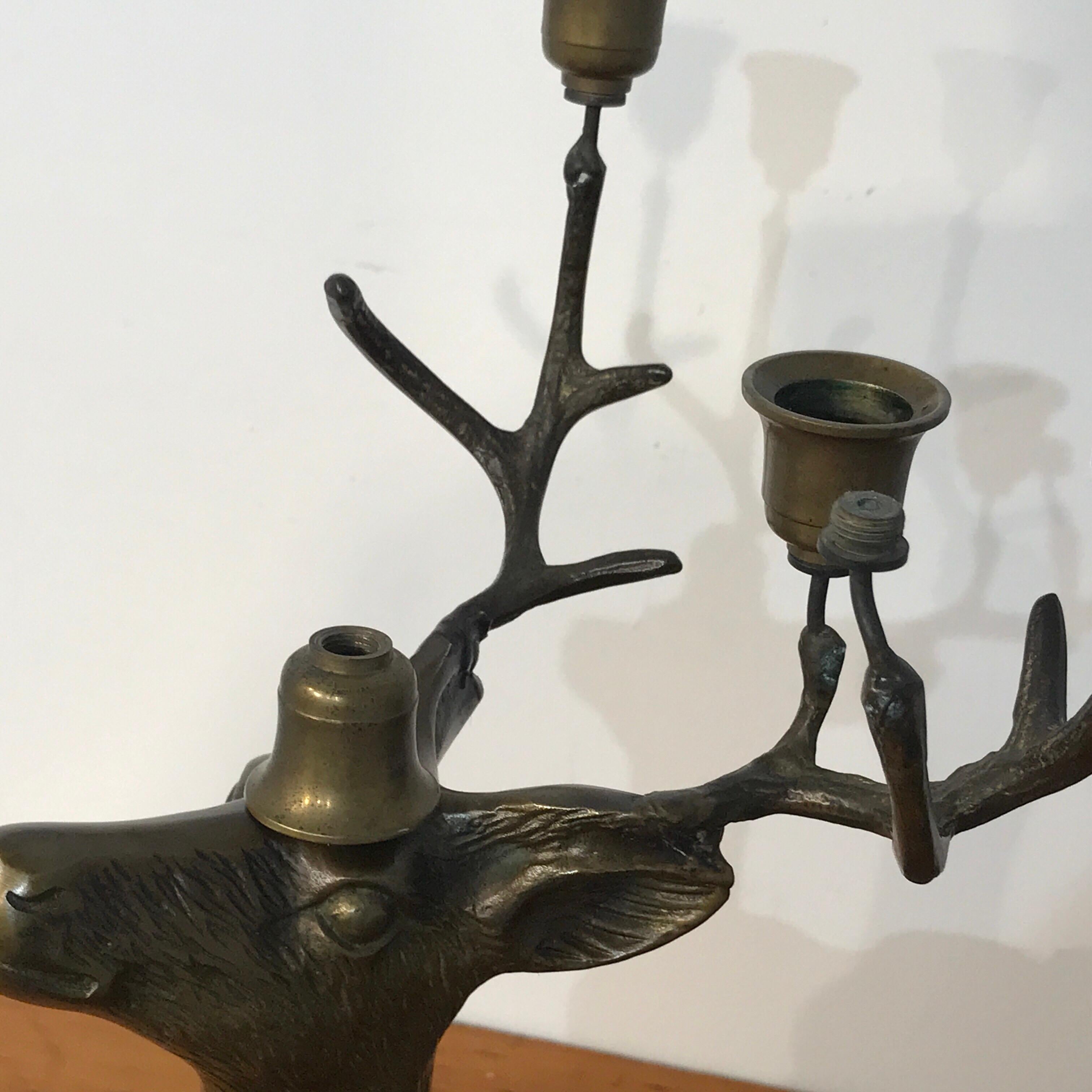 Pair of Midcentury Bronze Standing Deer Candelabra by Sarreid 5