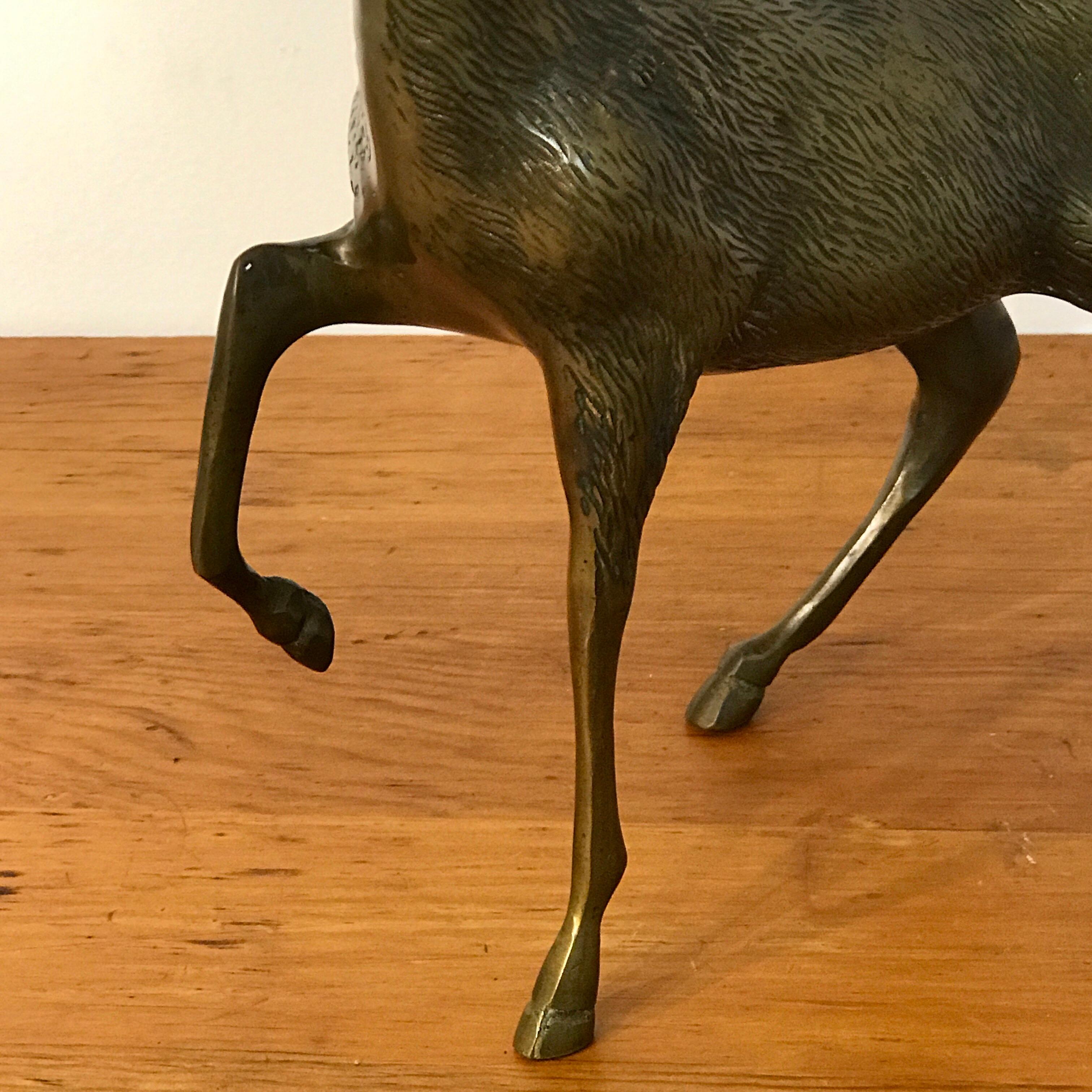 Pair of Midcentury Bronze Standing Deer Candelabra by Sarreid 4