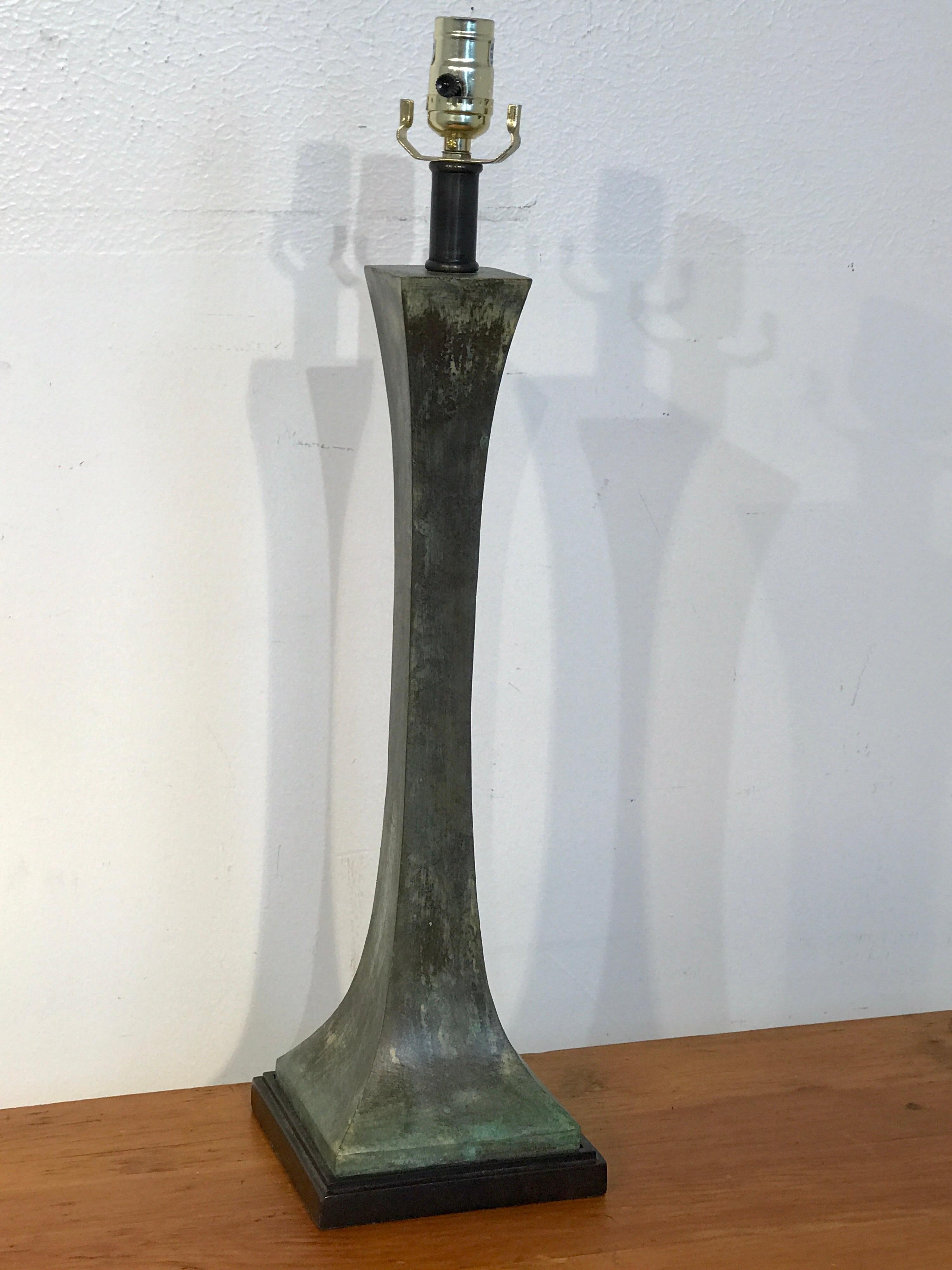 Verdigris Patinated Bronze Table Lamp by S. R. James for Hansen 7