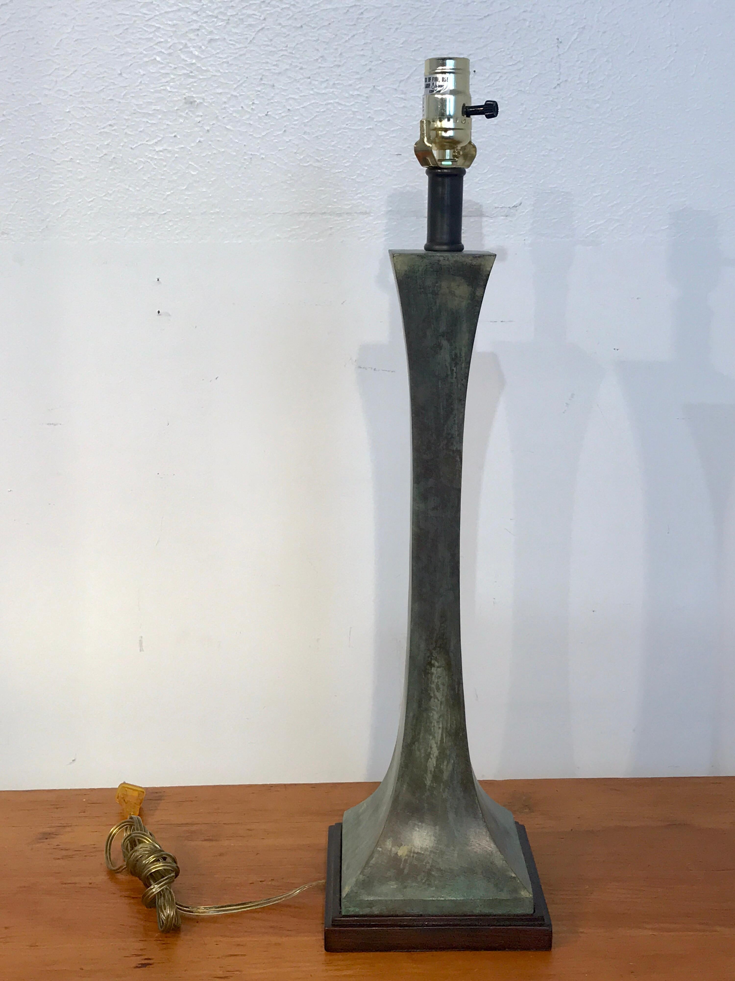 Verdigris Patinated Bronze Table Lamp by S. R. James for Hansen 6