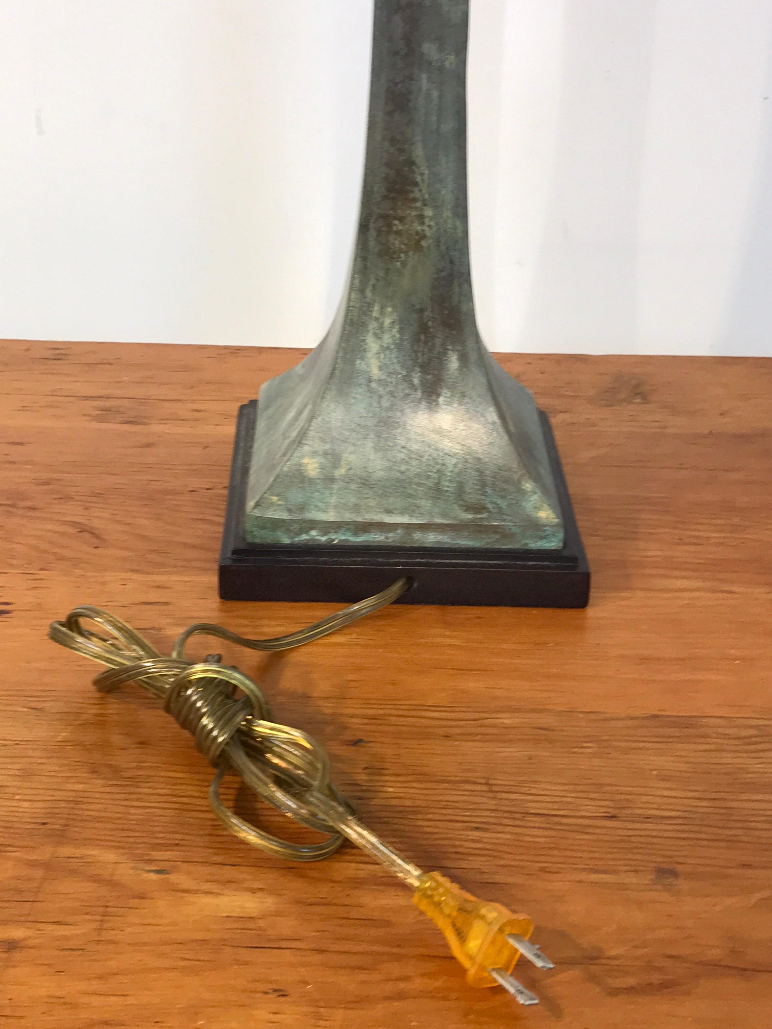 Verdigris Patinated Bronze Table Lamp by S. R. James for Hansen 2