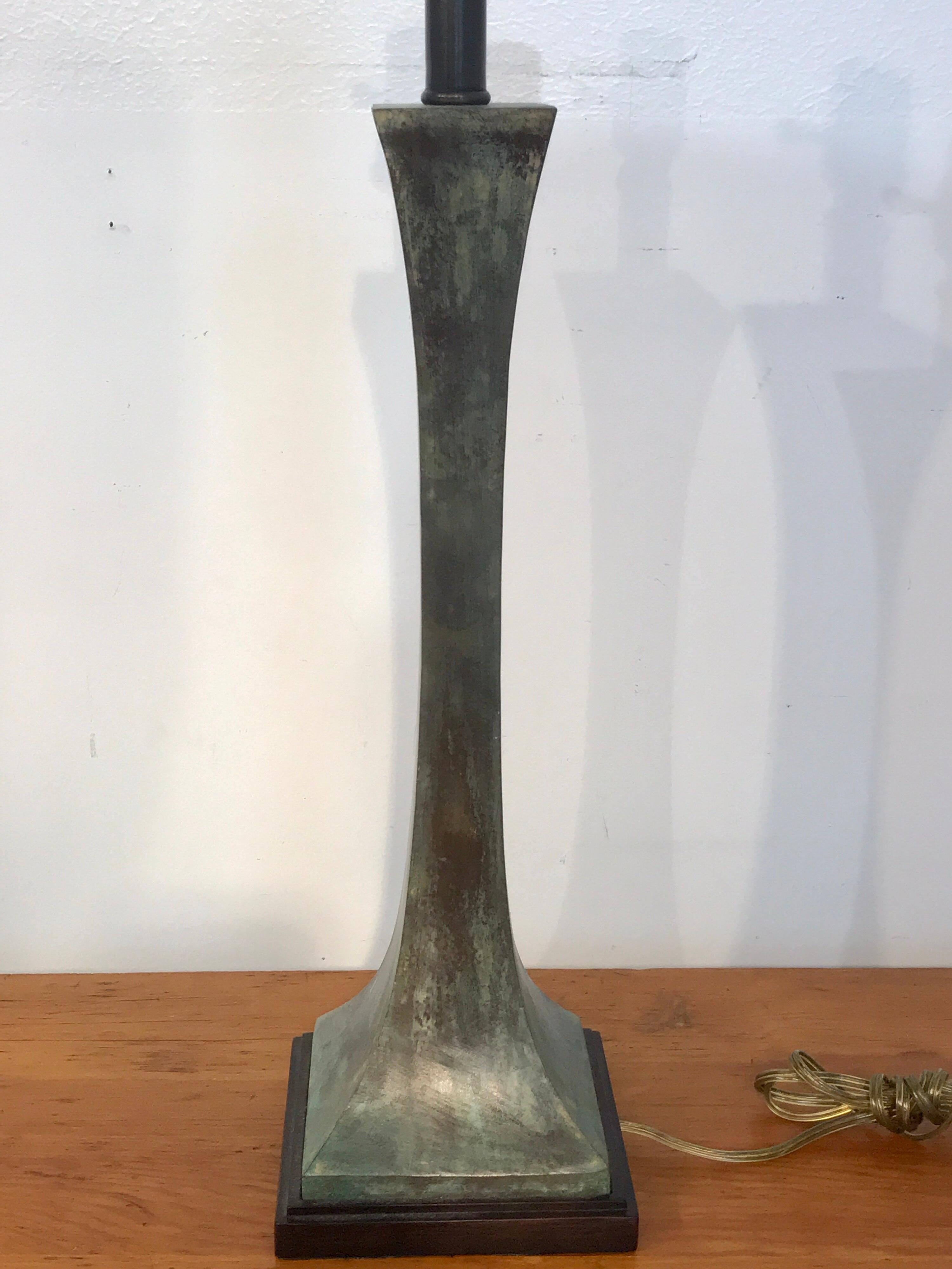 20th Century Verdigris Patinated Bronze Table Lamp by S. R. James for Hansen