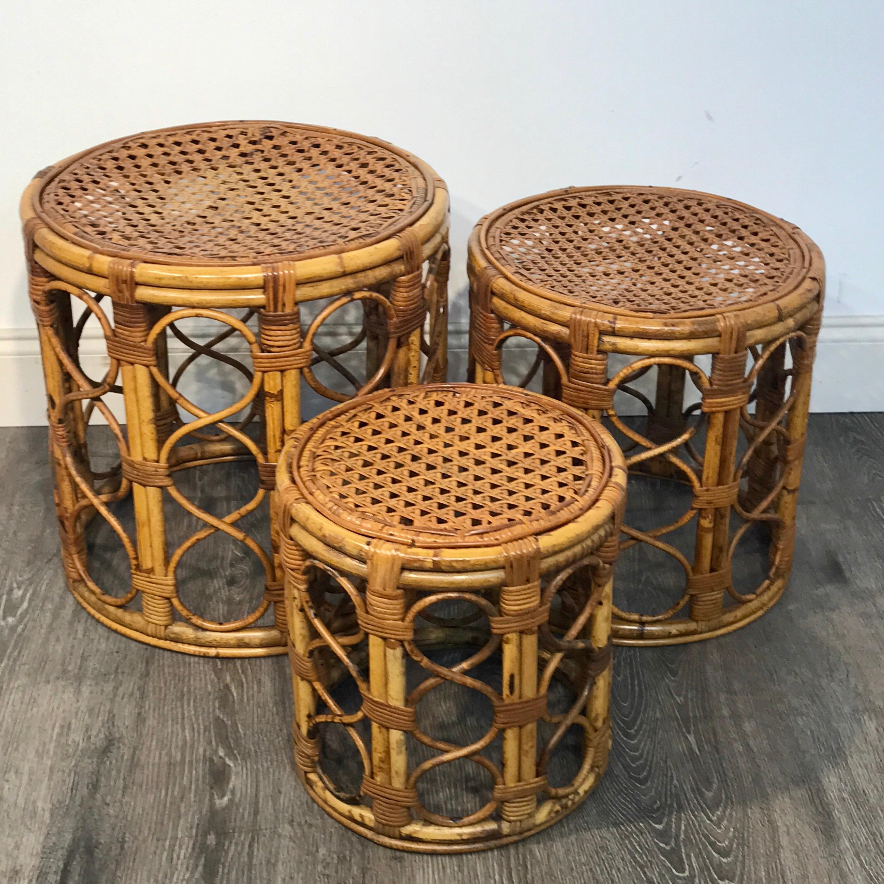 rattan nesting tables