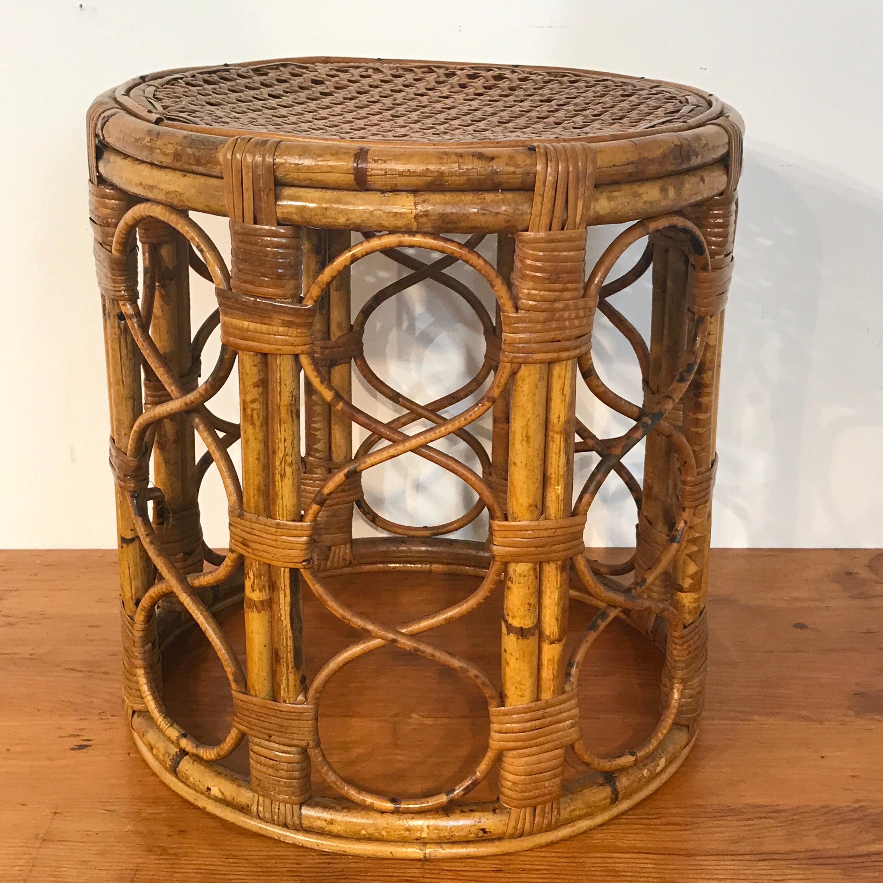 Set of Three Graduating/ Nesting Bamboo, Rattan and Reed Nesting Side Tables 2