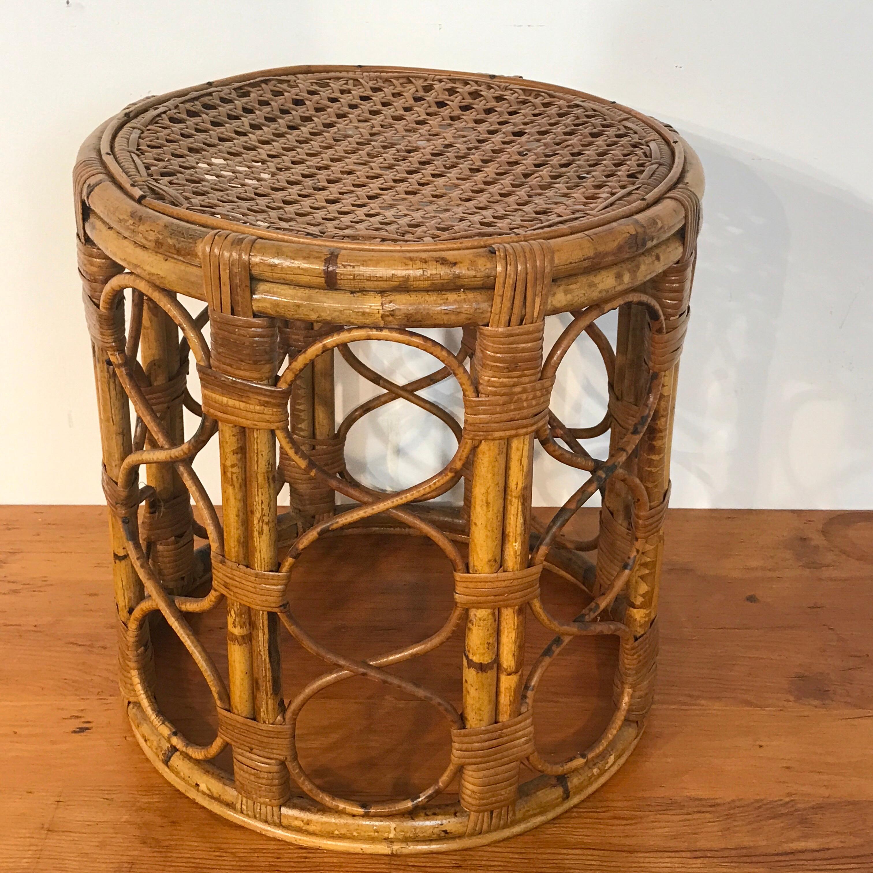 Set of Three Graduating/ Nesting Bamboo, Rattan and Reed Nesting Side Tables 3
