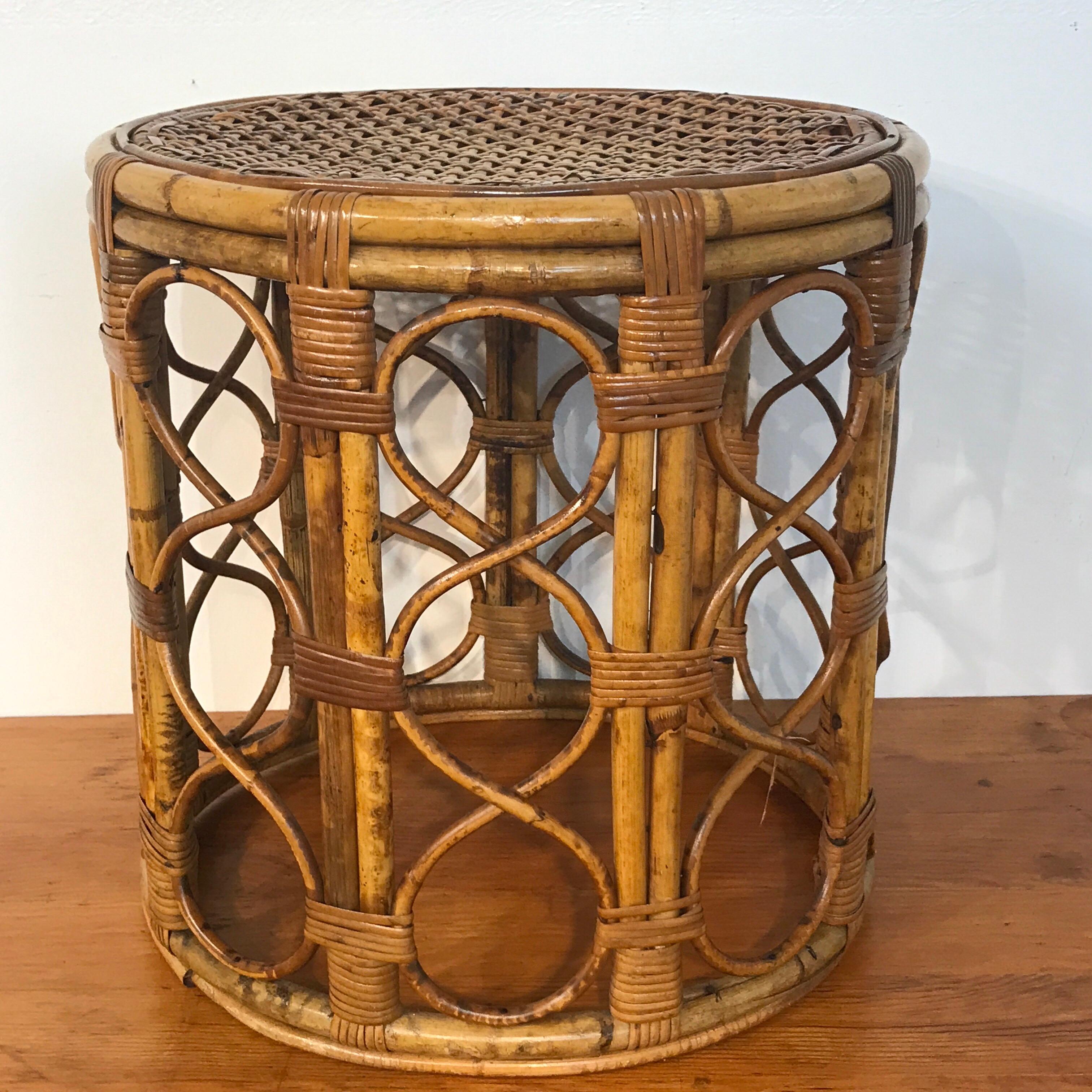 Set of Three Graduating/ Nesting Bamboo, Rattan and Reed Nesting Side Tables 4