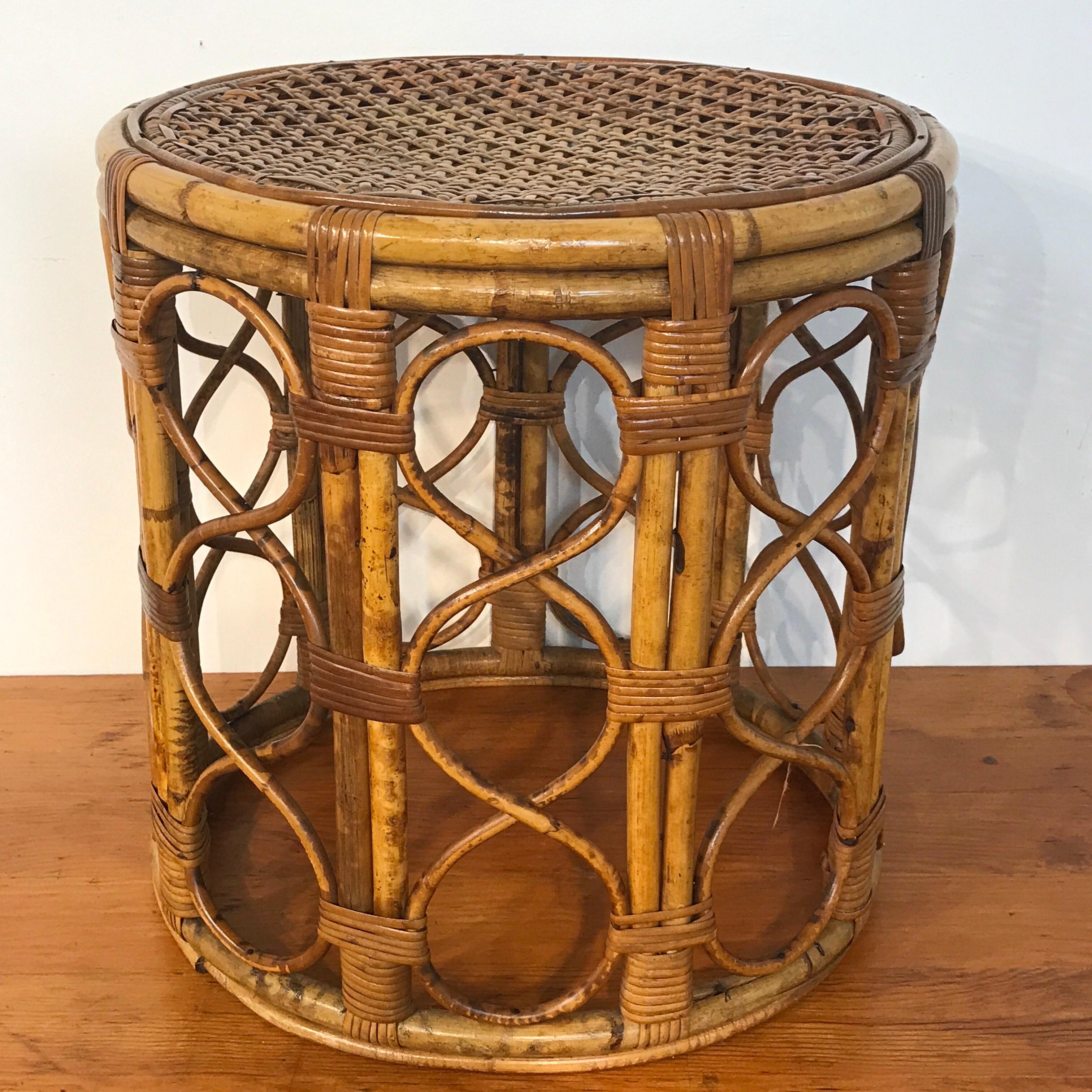 Set of Three Graduating/ Nesting Bamboo, Rattan and Reed Nesting Side Tables 5