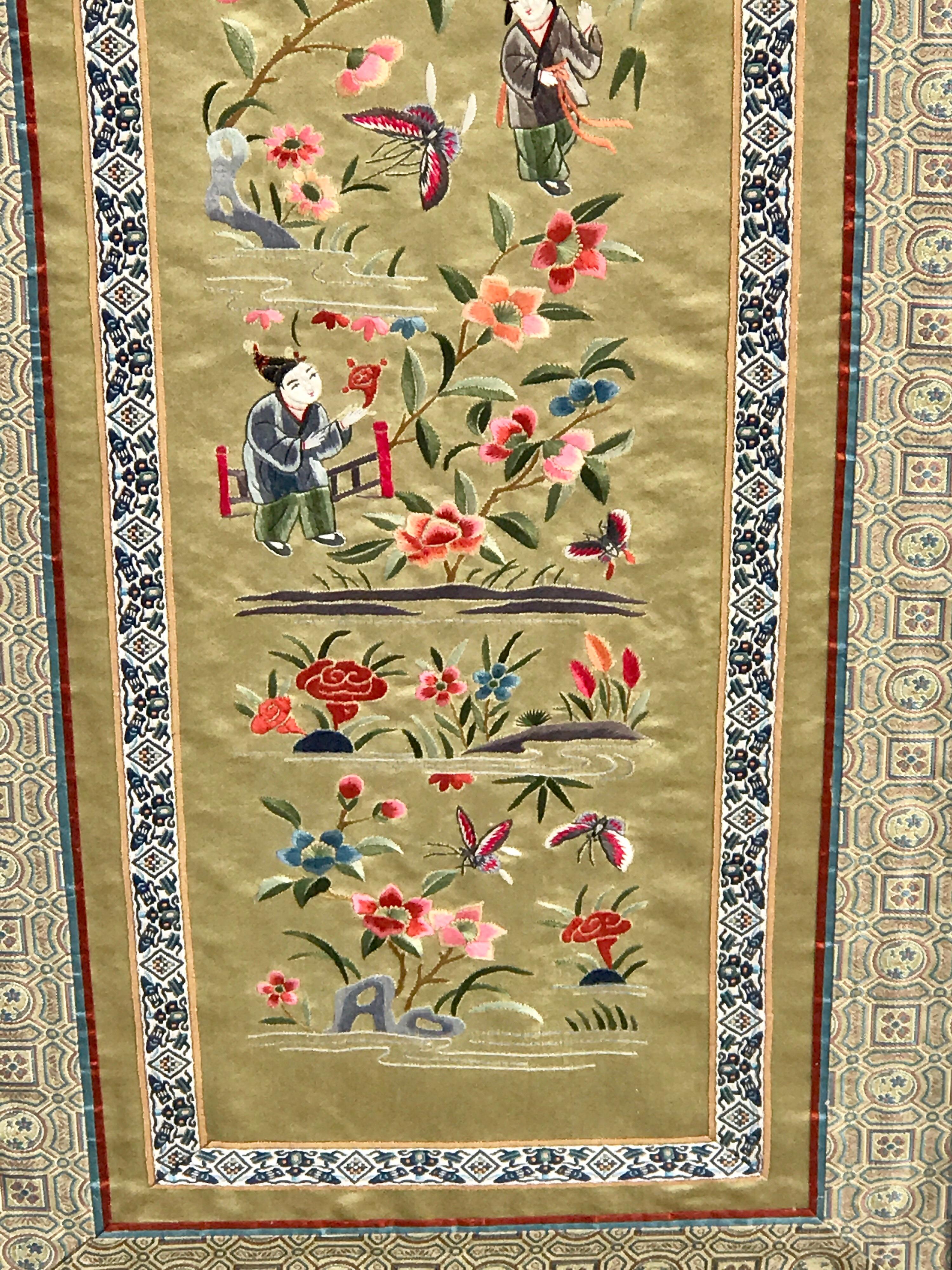 Pair of Chinese Republic Silk Tapestries 1