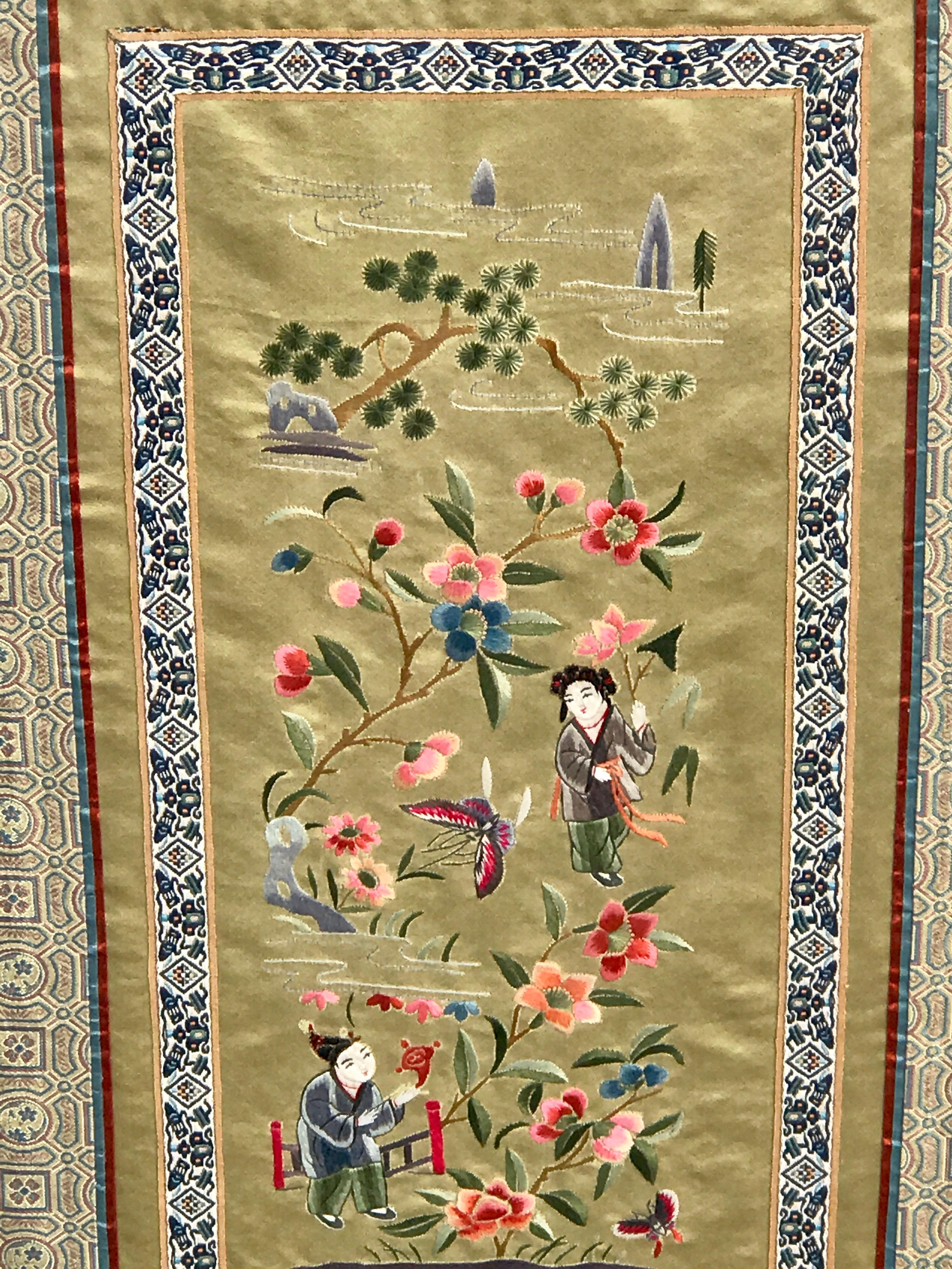 Pair of Chinese Republic Silk Tapestries 2
