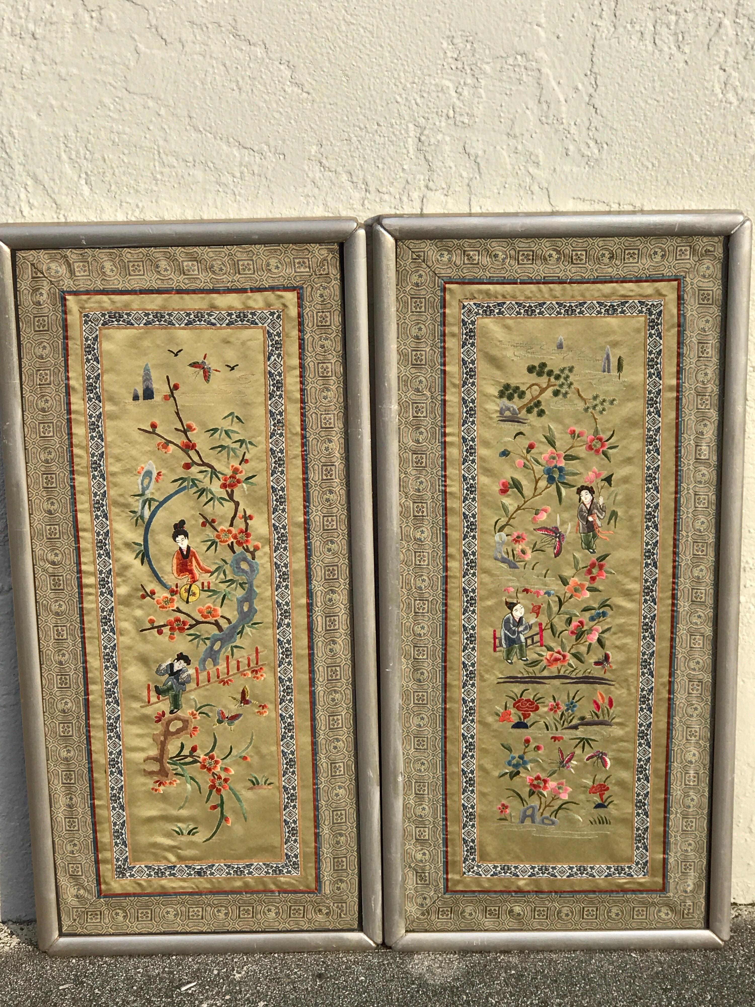 Pair of Chinese Republic Silk Tapestries 8