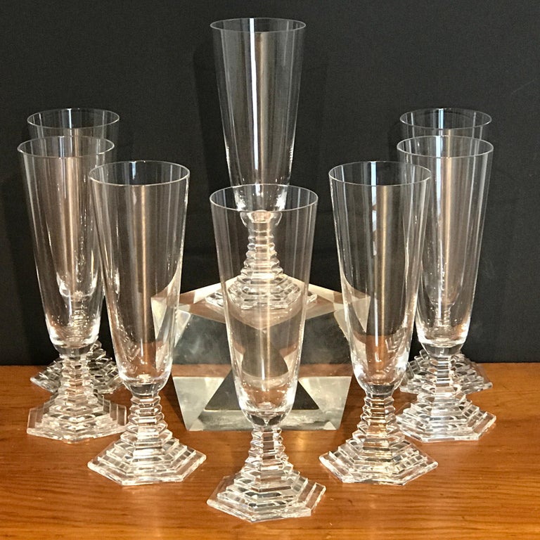 Eight Art Deco Baccarat "Orsay" Champagne Flutes at 1stDibs