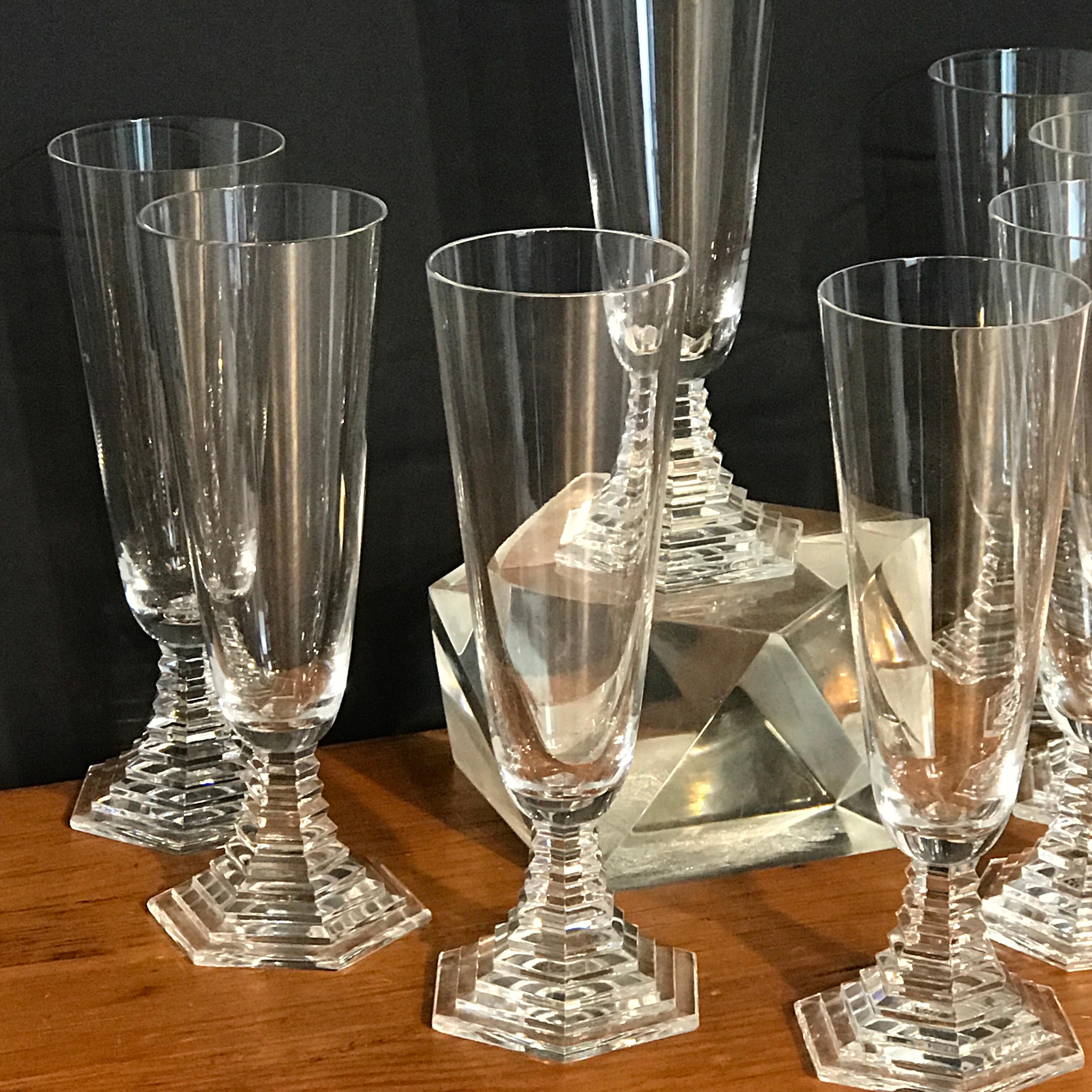 French Eight Art Deco Baccarat 