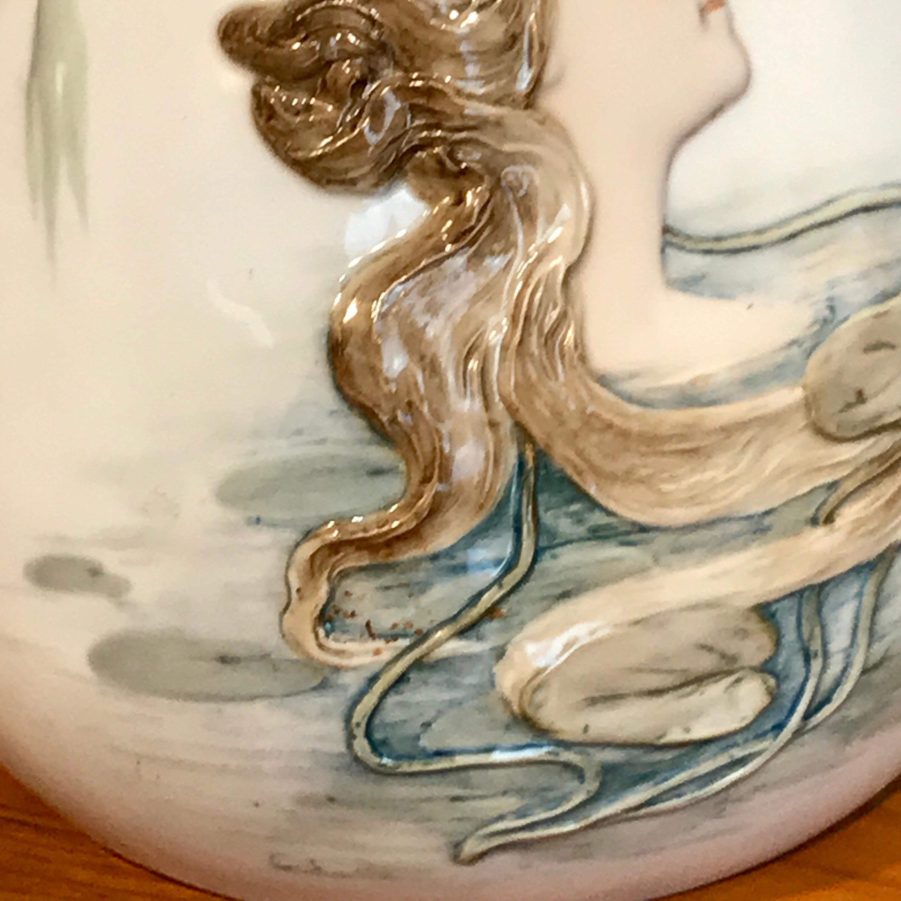 Porcelain Art Nouveau Portrait Vase Attributed to Teplitz For Sale