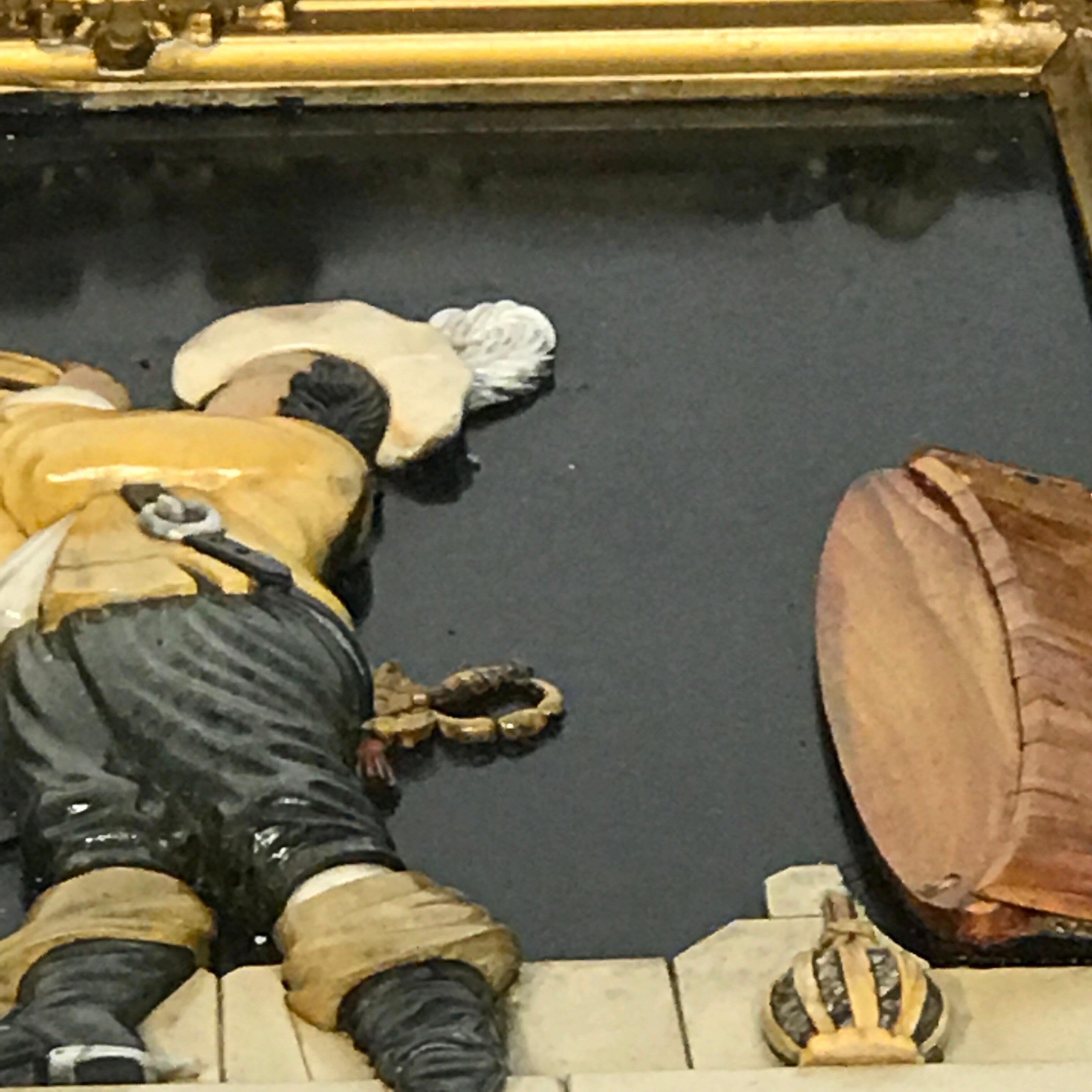 Antique Florentine Raised Pietra Dura Plaque of a Drinking Cavalier After Vinea For Sale 6