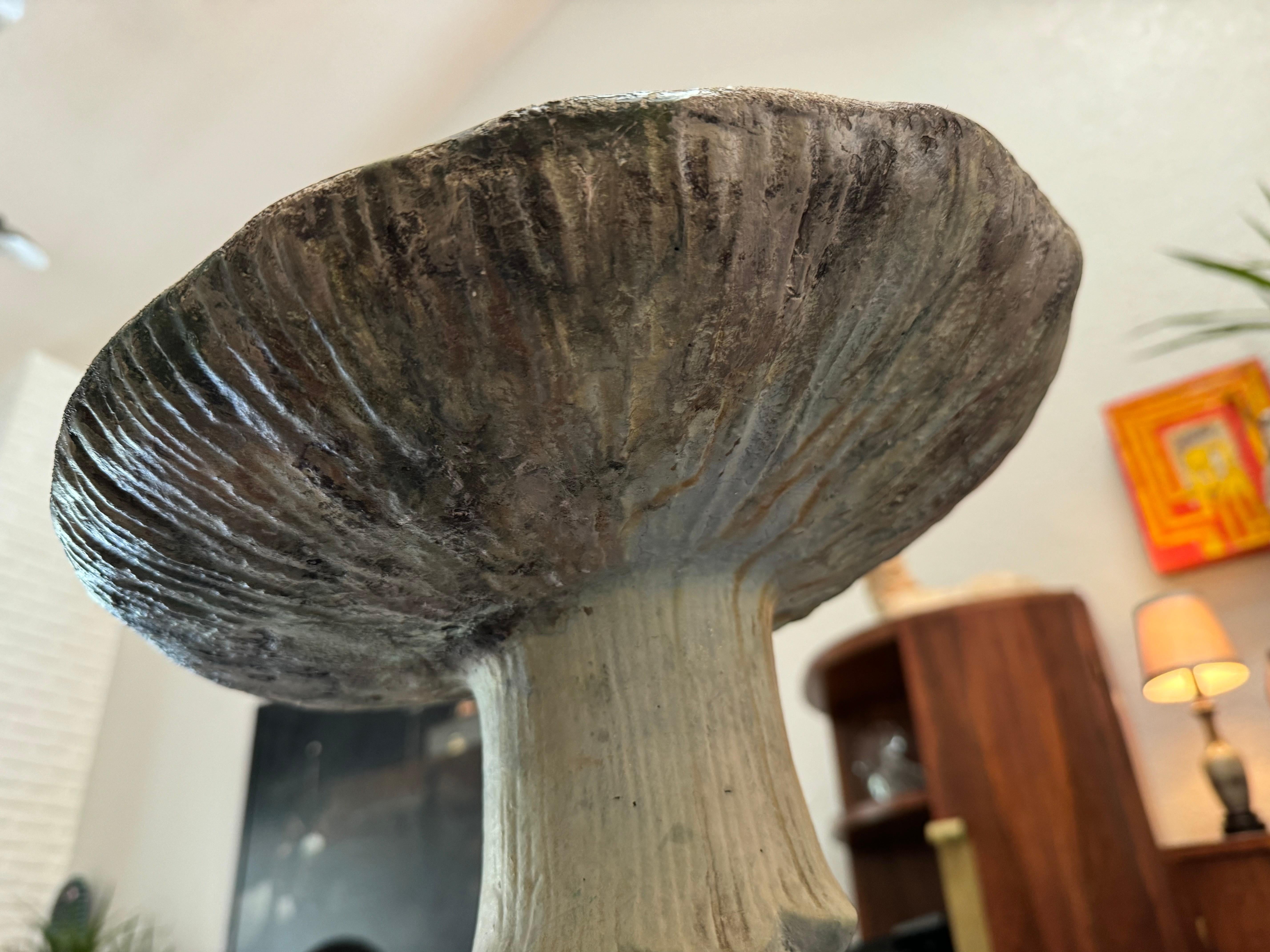 Vintage Whimsical Cast Stone Mushroom Garden Ornament, circa 1960 2