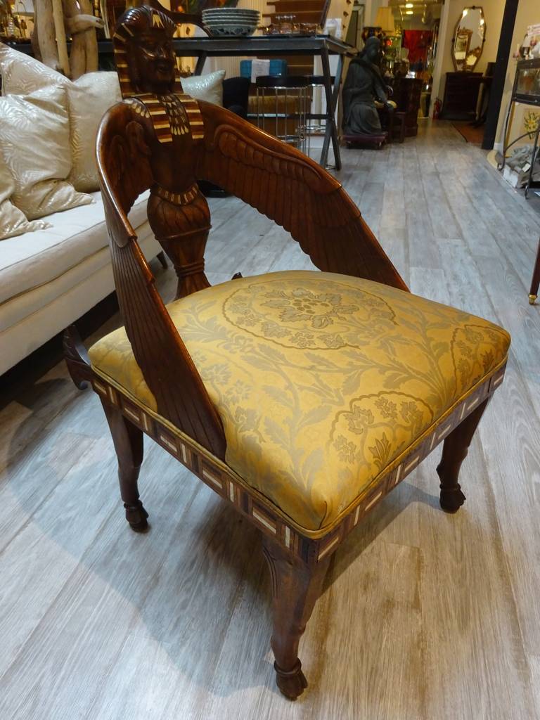 Carved 19th Century English Egyptian Revival Chair