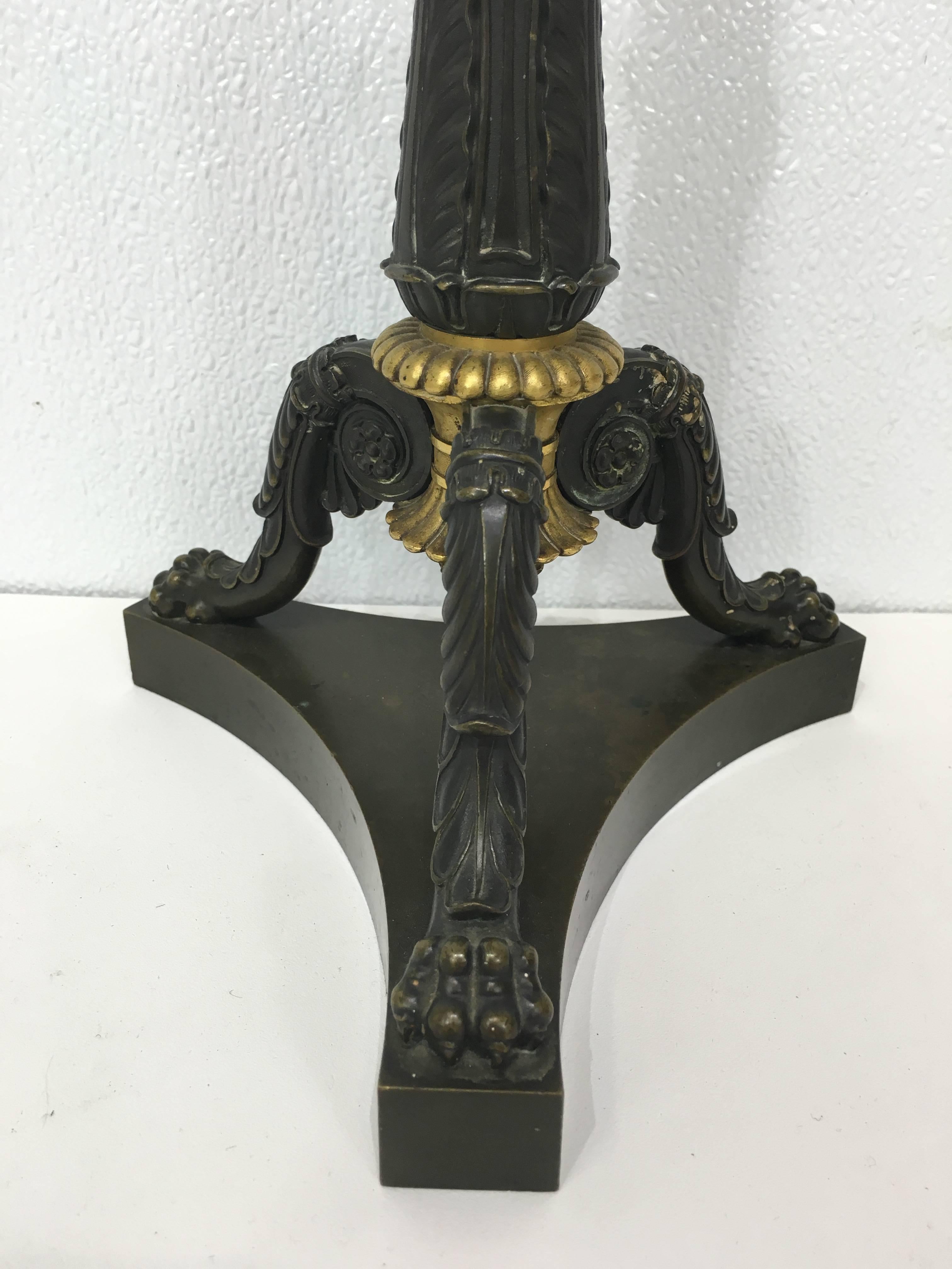 Pair of French Empire Bronze Candelabra For Sale 2