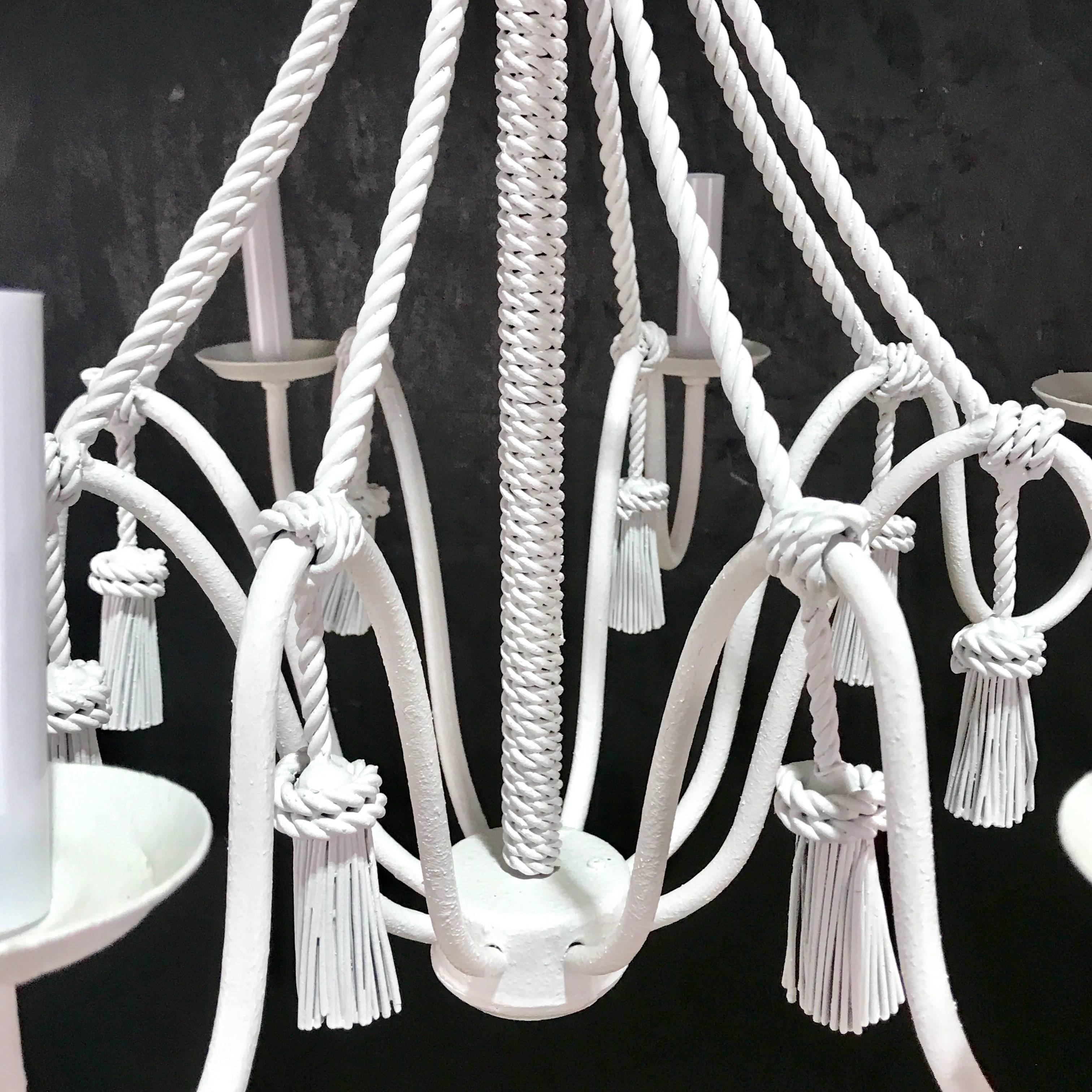 white rope chandelier