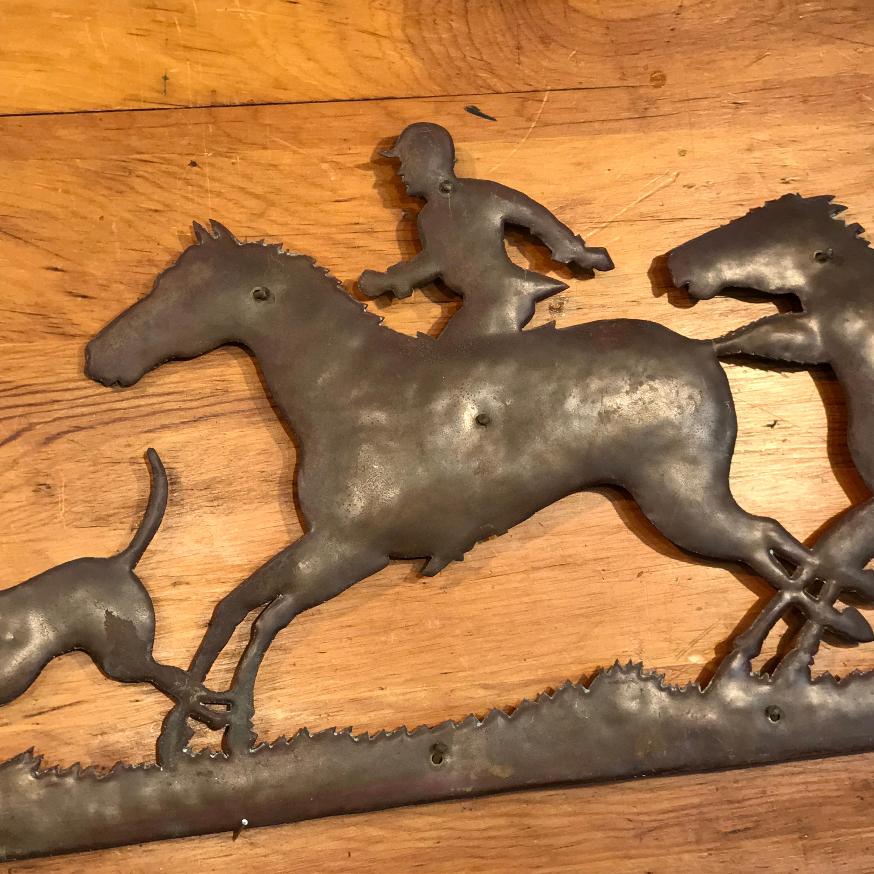Six Copper Fox Hunt Motif Wall Sculptures in the Style of Wilhelm Hunt Diederich 5