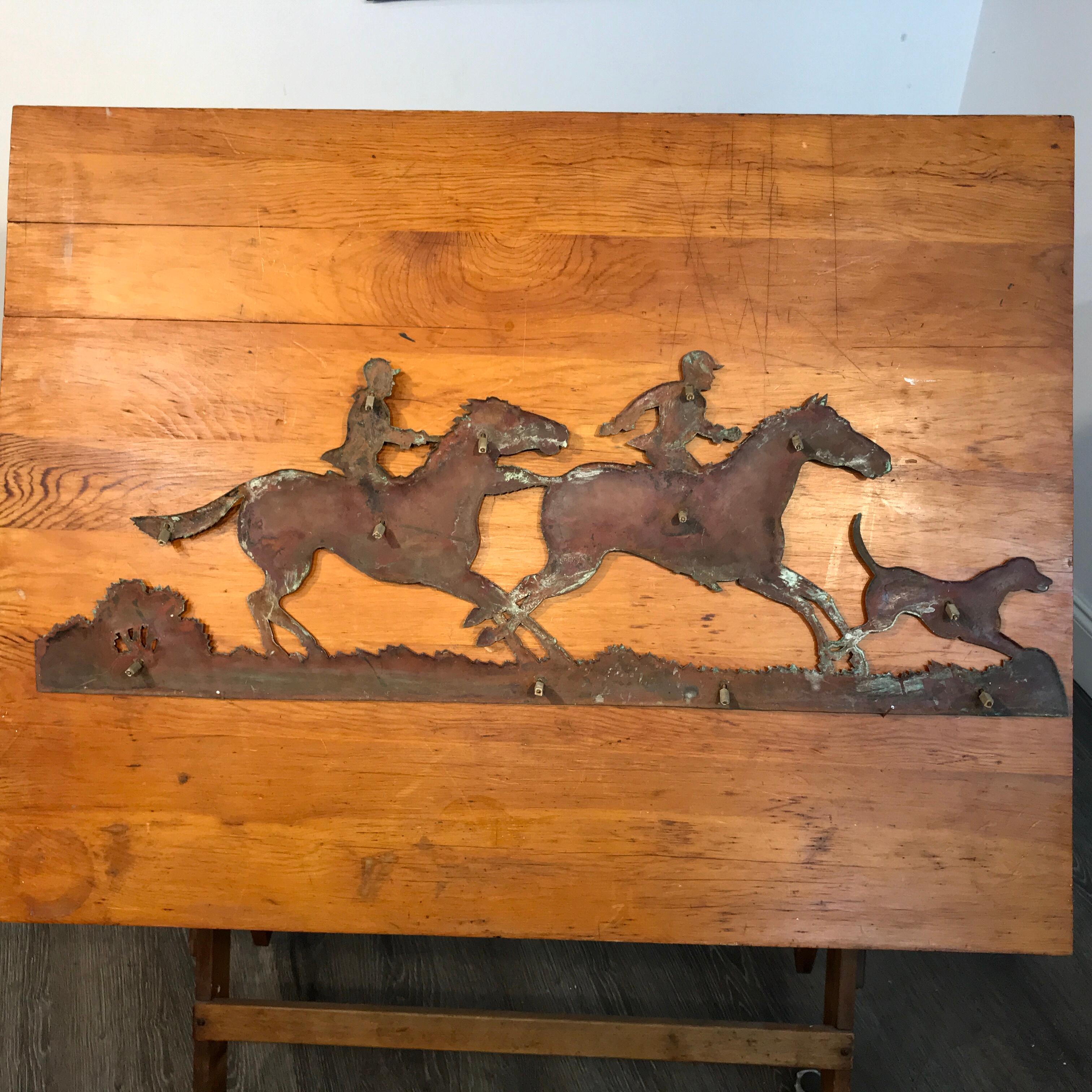 Six Copper Fox Hunt Motif Wall Sculptures in the Style of Wilhelm Hunt Diederich 10