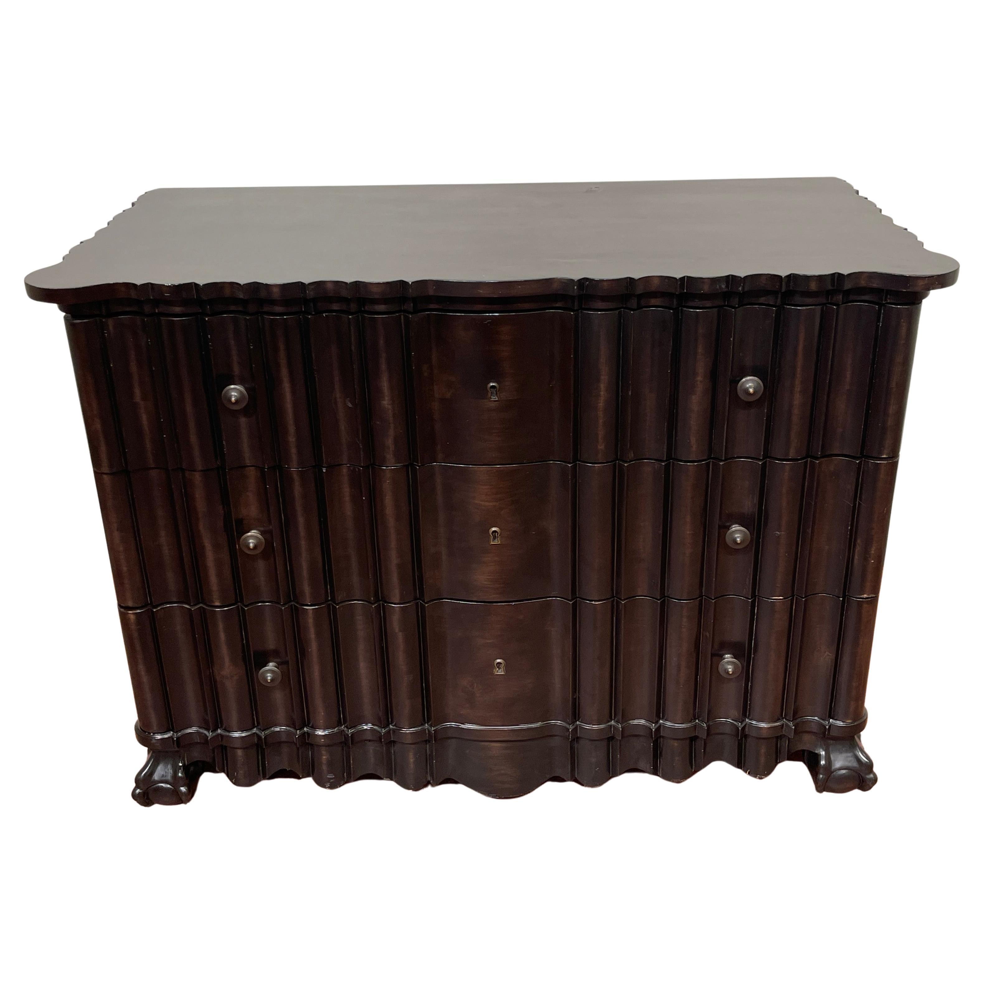 Portuguese Rococo Style  Ebonized Three-Drawer Chest For Sale