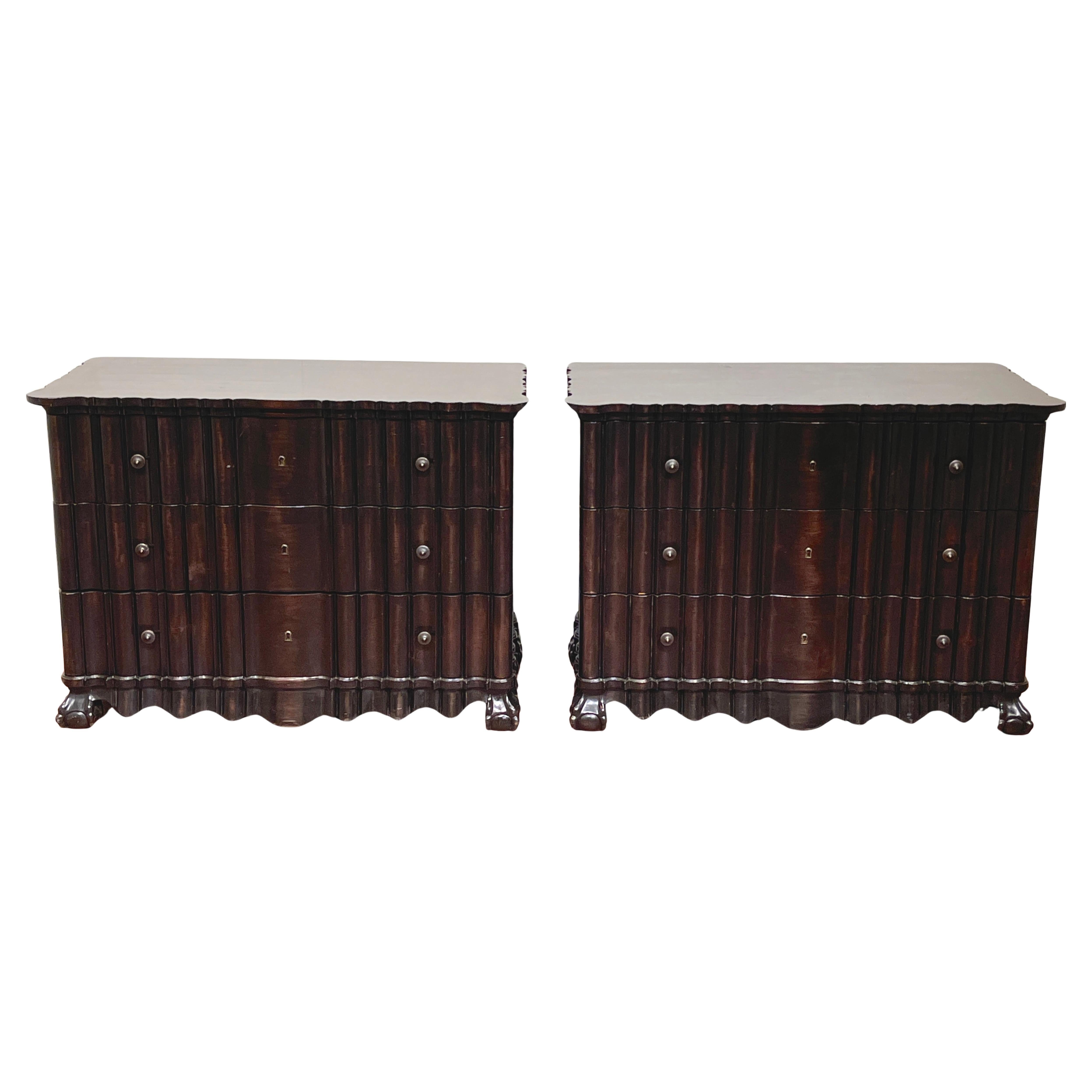 Portuguese Rococo Style  Ebonized Three-Drawer Chest, 2nd Available For Sale